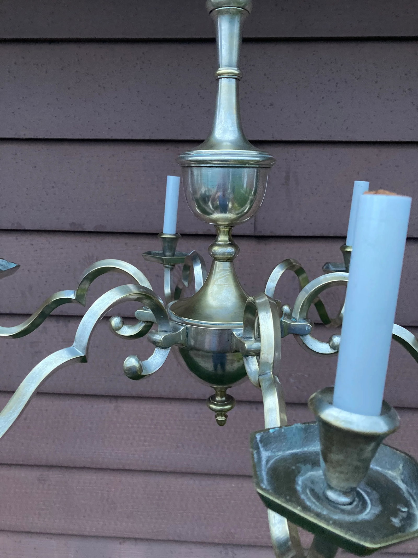 Early 20th Century Colonial Revival Silver Plated Six Arm Chandelier - 4