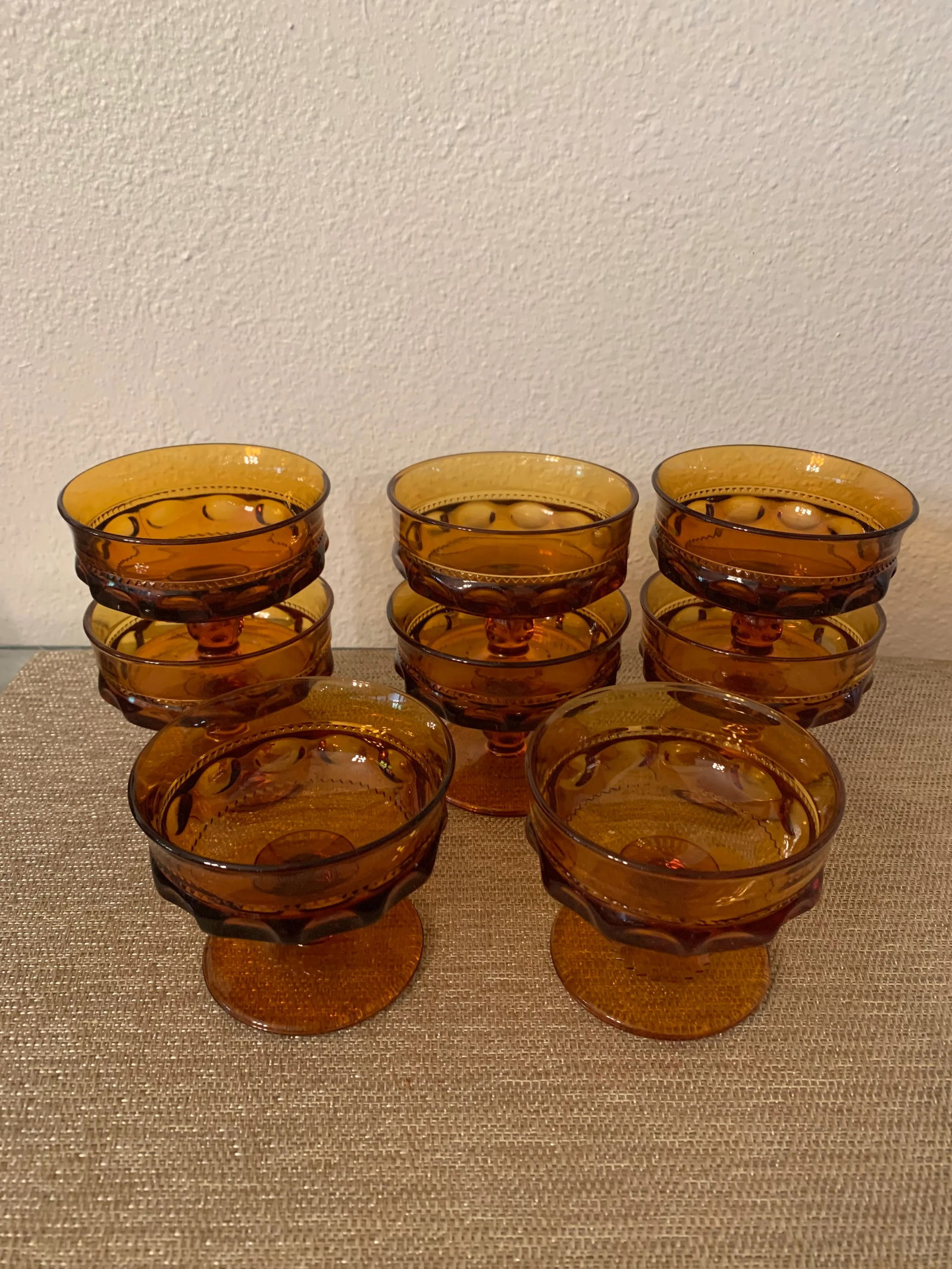 Vintage Indiana Colony Amber Crown Footed Dessert Cups- Set of 8 - 2