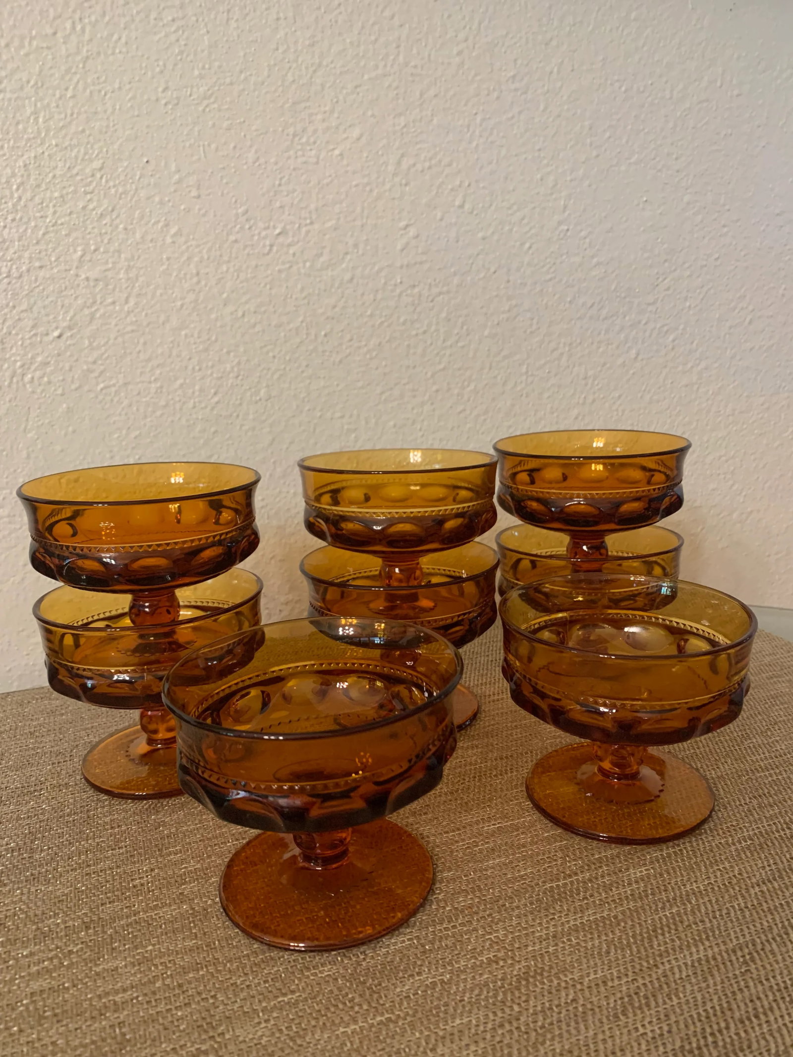 Vintage Indiana Colony Amber Crown Footed Dessert Cups- Set of 8 - 4