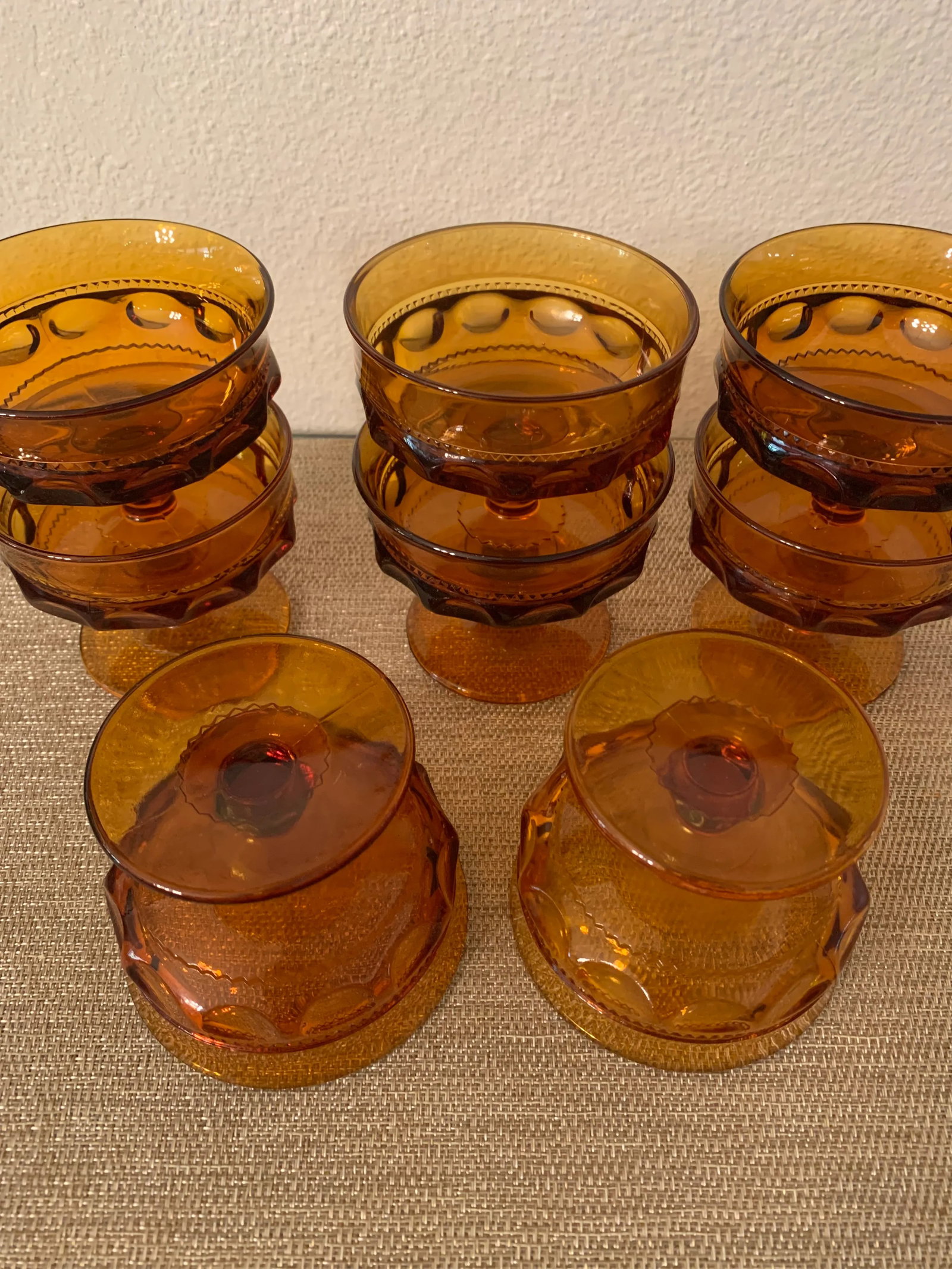 Vintage Indiana Colony Amber Crown Footed Dessert Cups- Set of 8 - 5