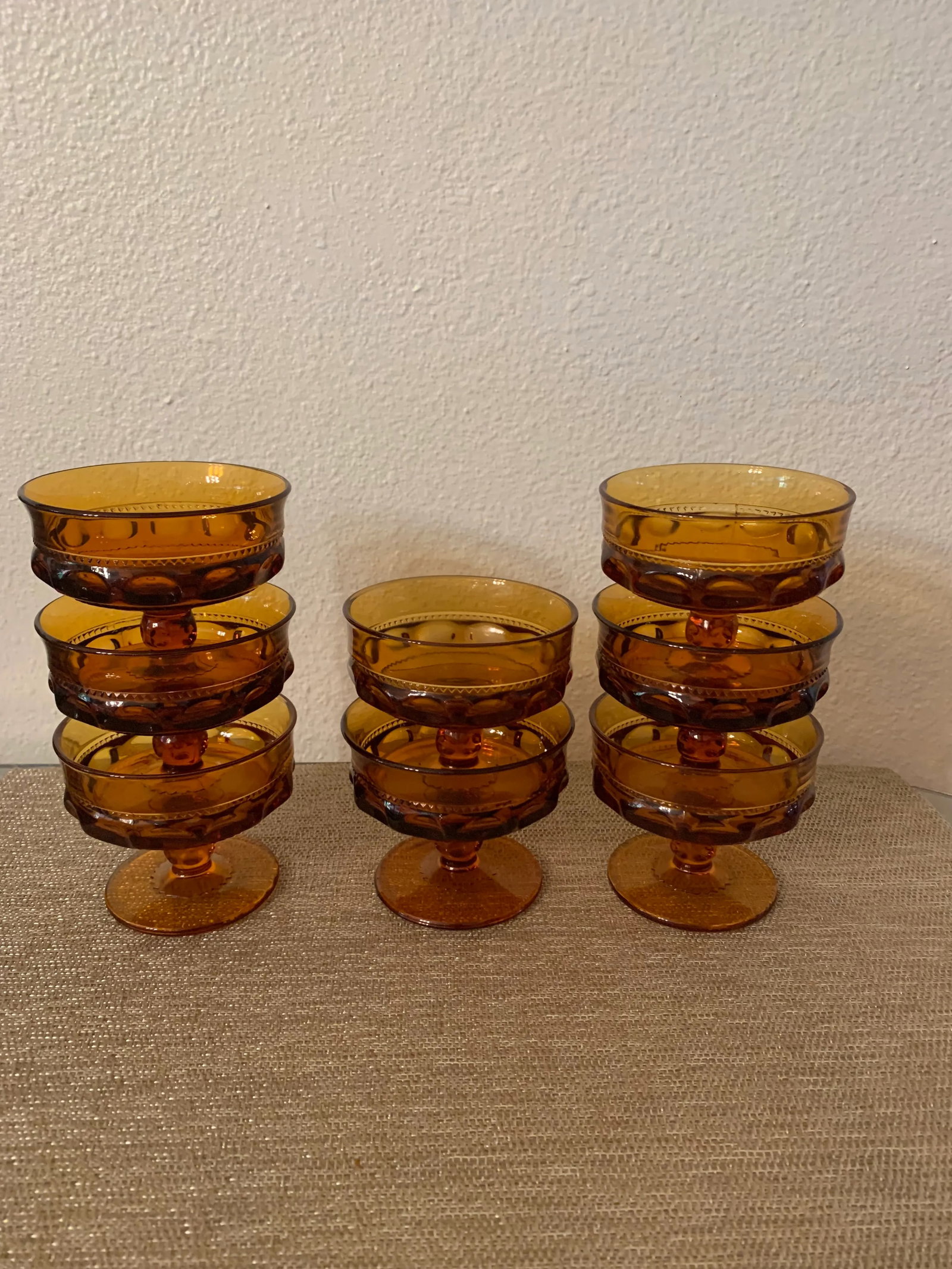 Vintage Indiana Colony Amber Crown Footed Dessert Cups- Set of 8 - 6