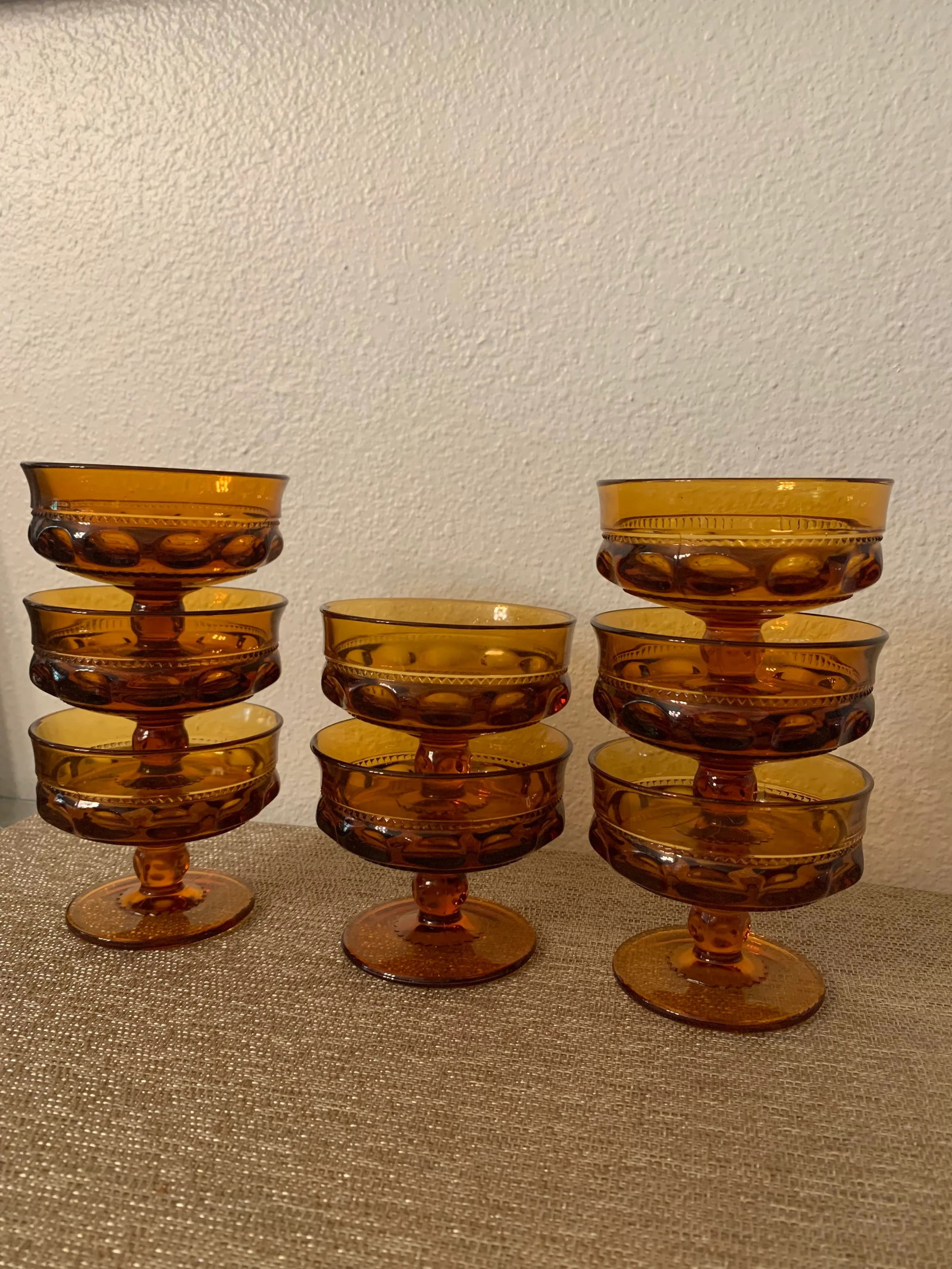 Vintage Indiana Colony Amber Crown Footed Dessert Cups- Set of 8 - 7