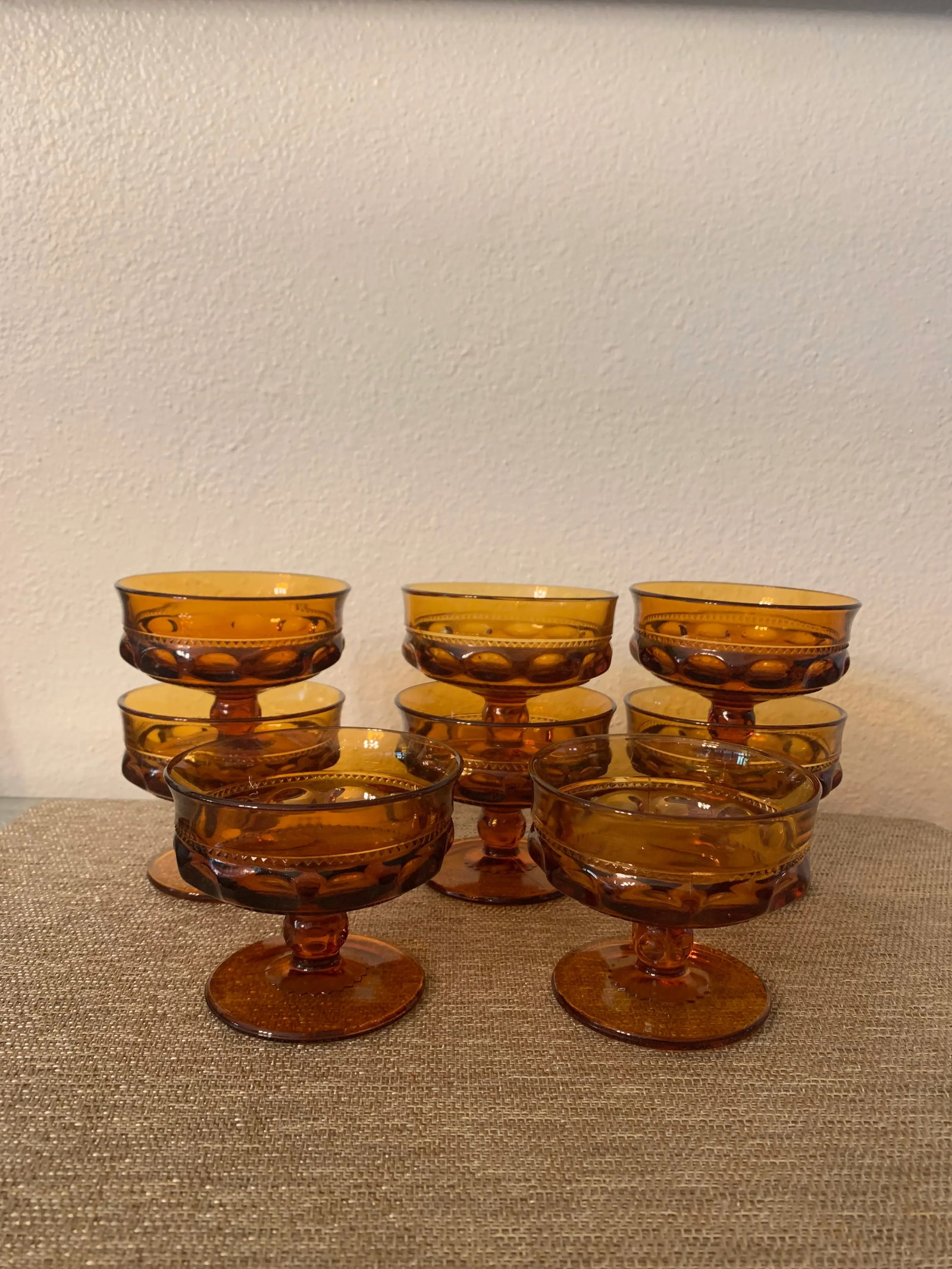 Vintage Indiana Colony Amber Crown Footed Dessert Cups- Set of 8 - 8