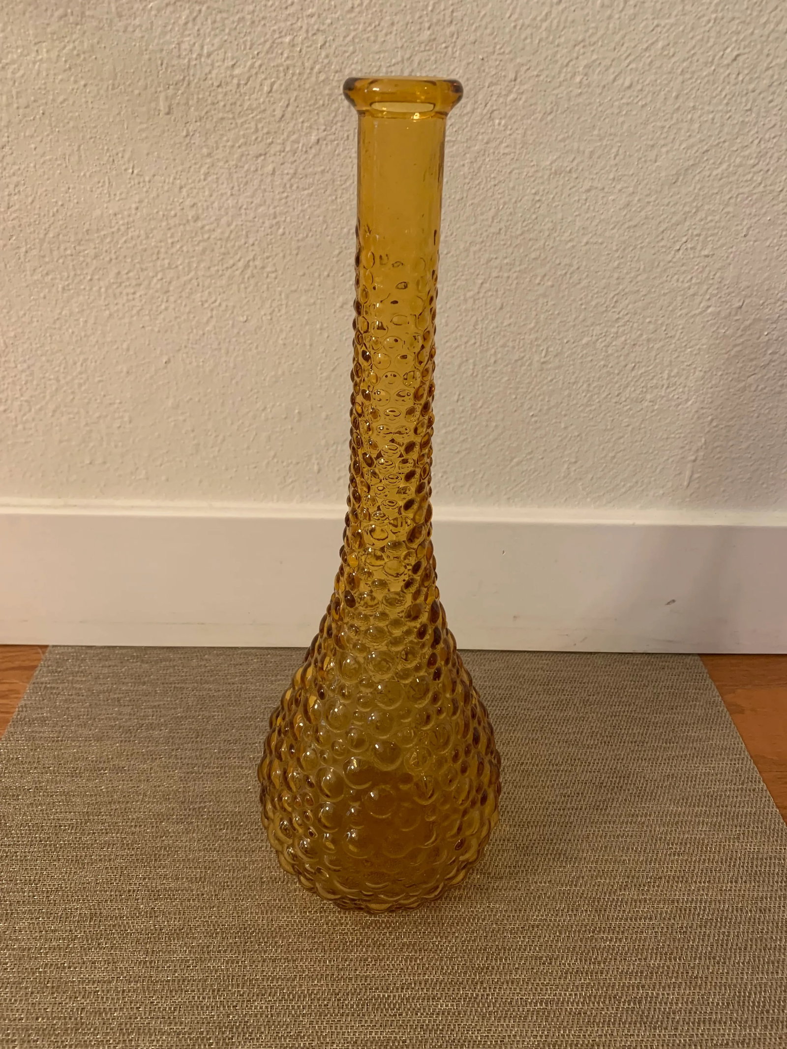 Mid-Century Modern Amber Bubble Glass Tall Vase - 2