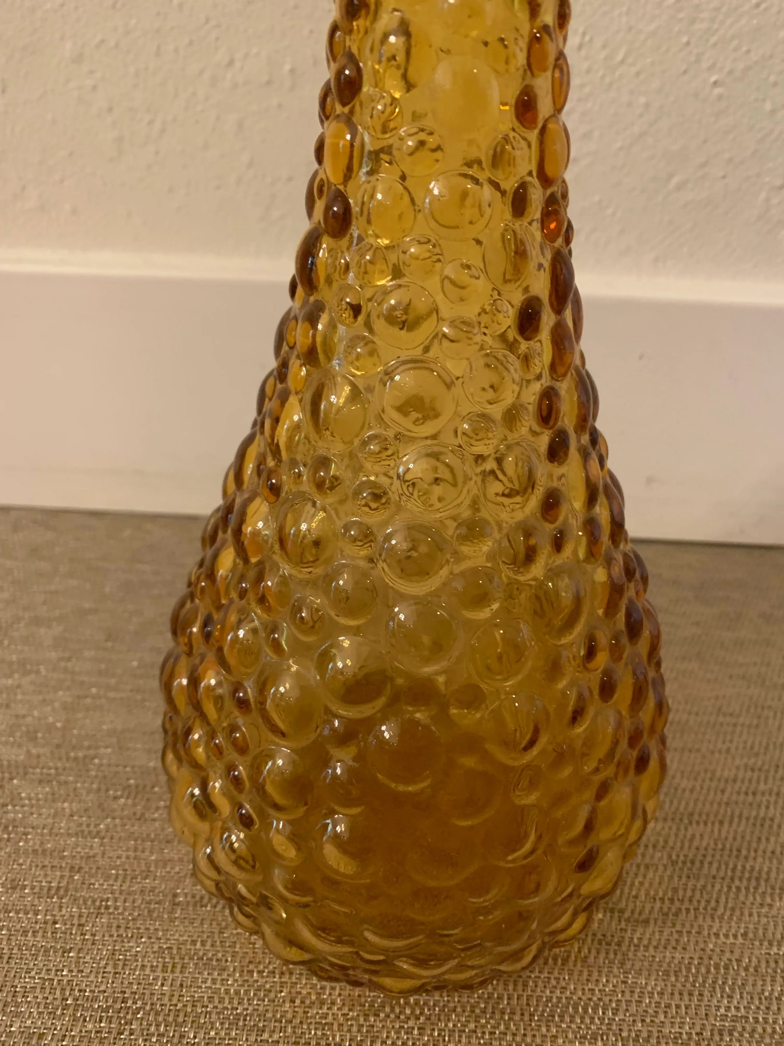Mid-Century Modern Amber Bubble Glass Tall Vase - 3
