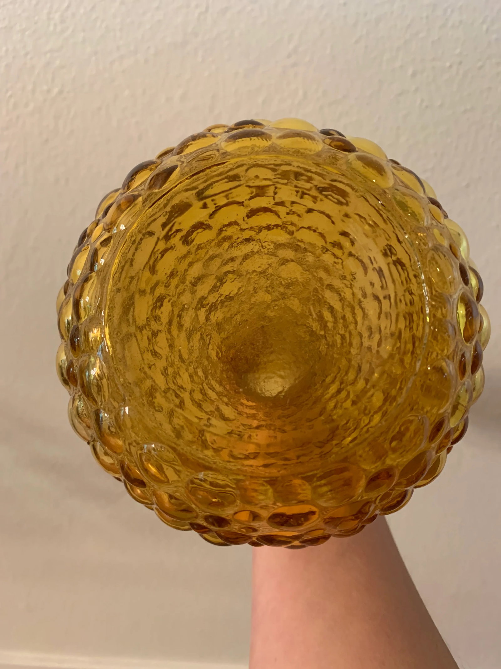 Mid-Century Modern Amber Bubble Glass Tall Vase - 7