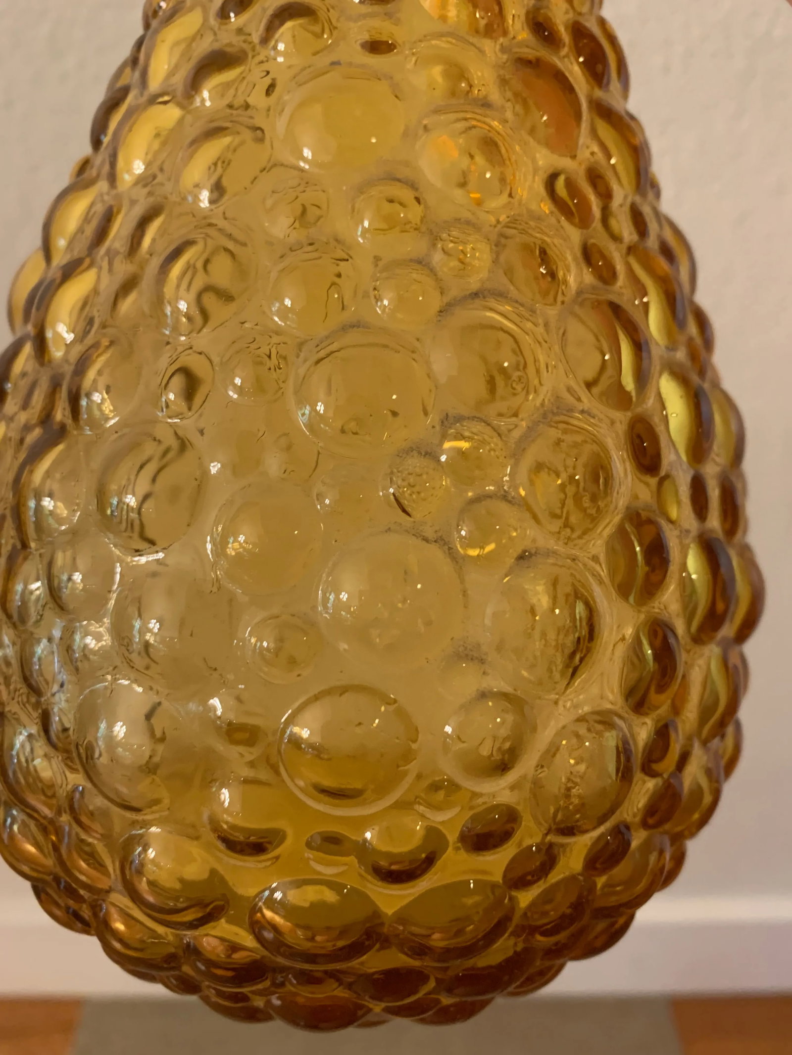 Mid-Century Modern Amber Bubble Glass Tall Vase - 8