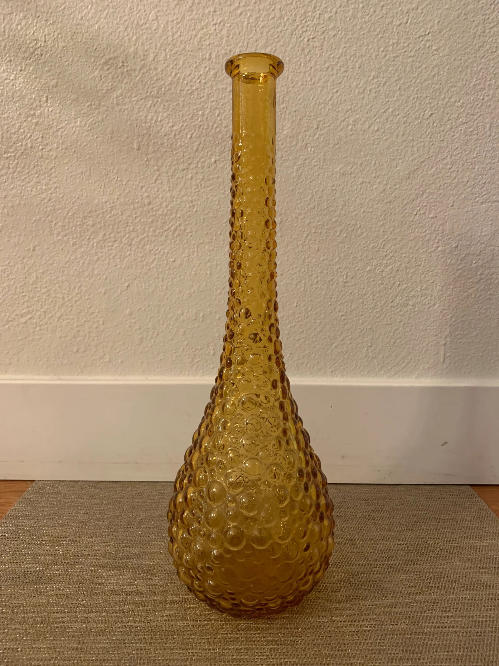 Mid-Century Modern Amber Bubble Glass Tall Vase - 9