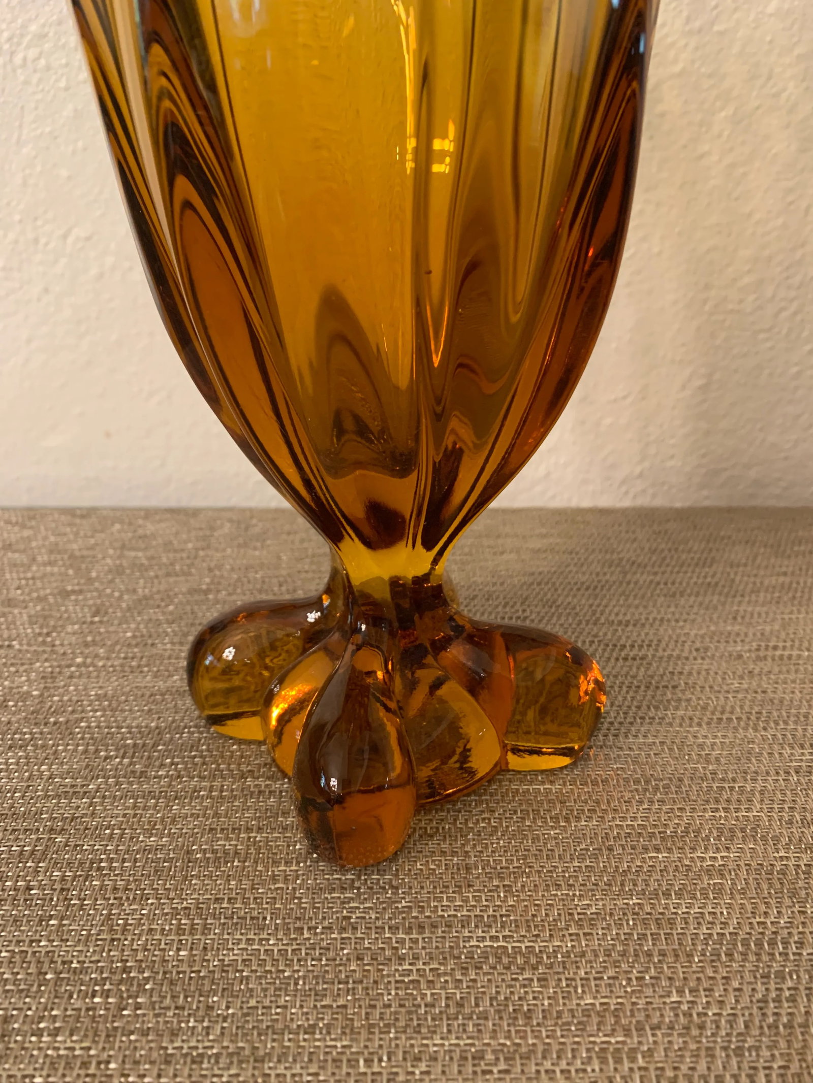 Mid-Century Modern Fenton Large Amber Glass Footed Swung Vase - 5
