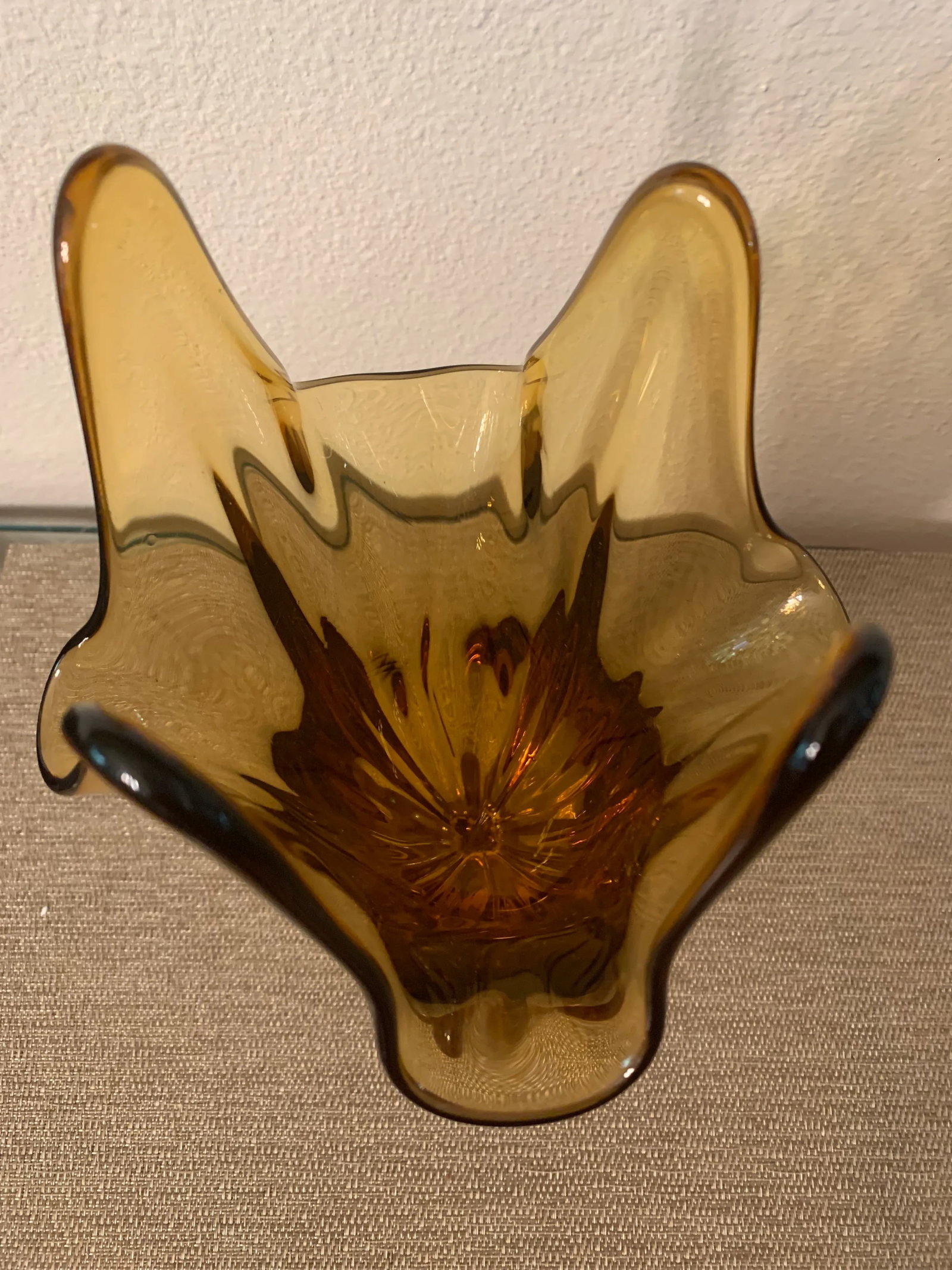 Mid-Century Modern Fenton Large Amber Glass Footed Swung Vase - 6