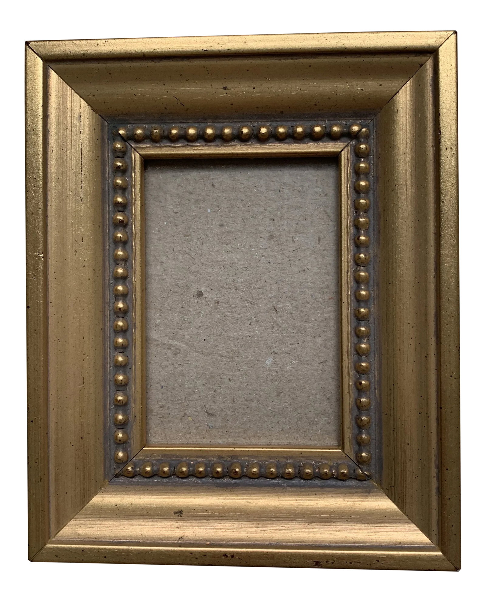 1980s Hollywood Regency Small Gold Frame: Small but impactful frame with gold finish. Great condition with minor imperfections as expected with vintage pieces. Could be hung on the wall or propped on a table or surface. Condition: