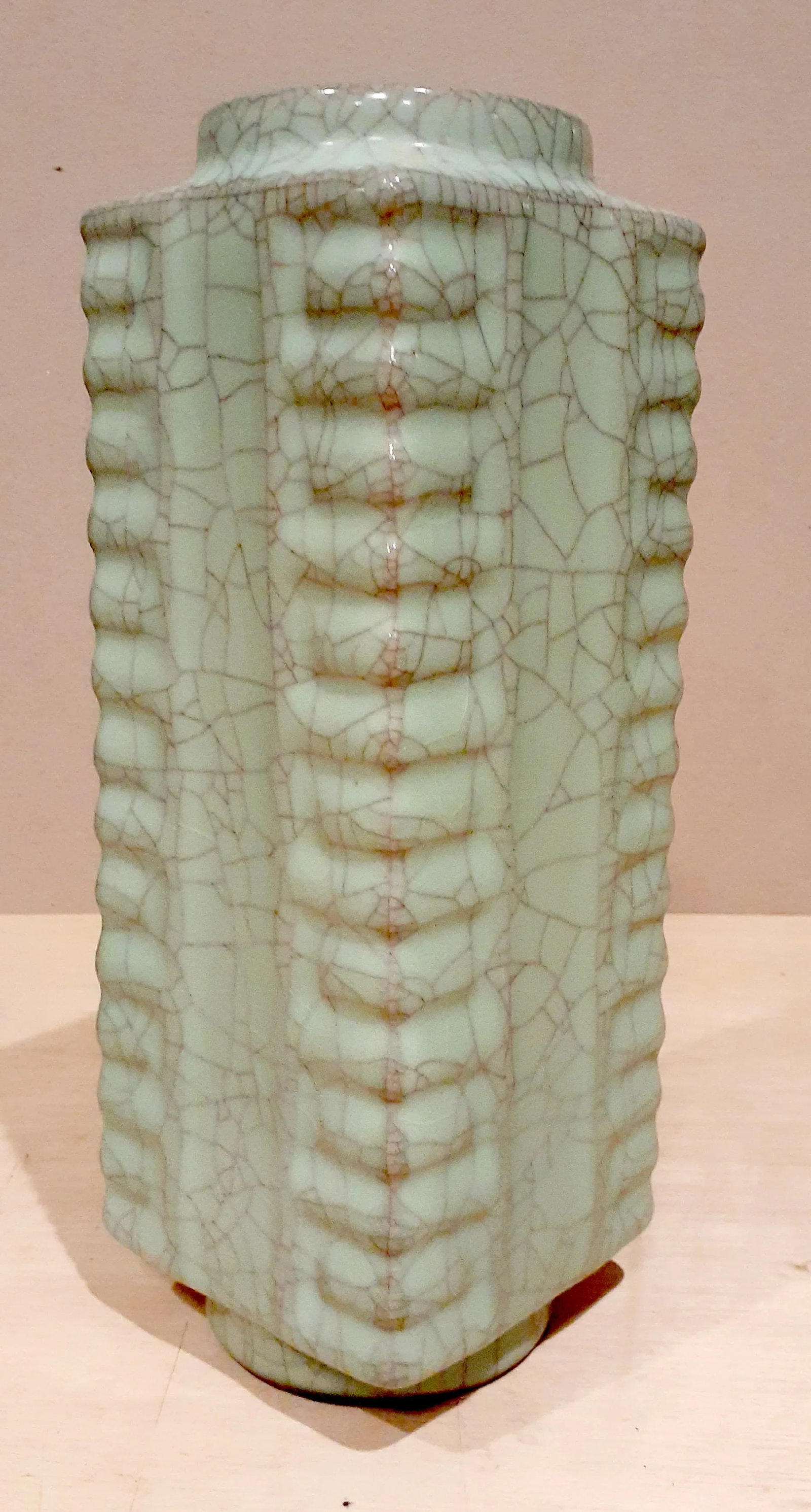 Early 20th Century Chinese Porcelain Guan Yao Cong Vase - 5