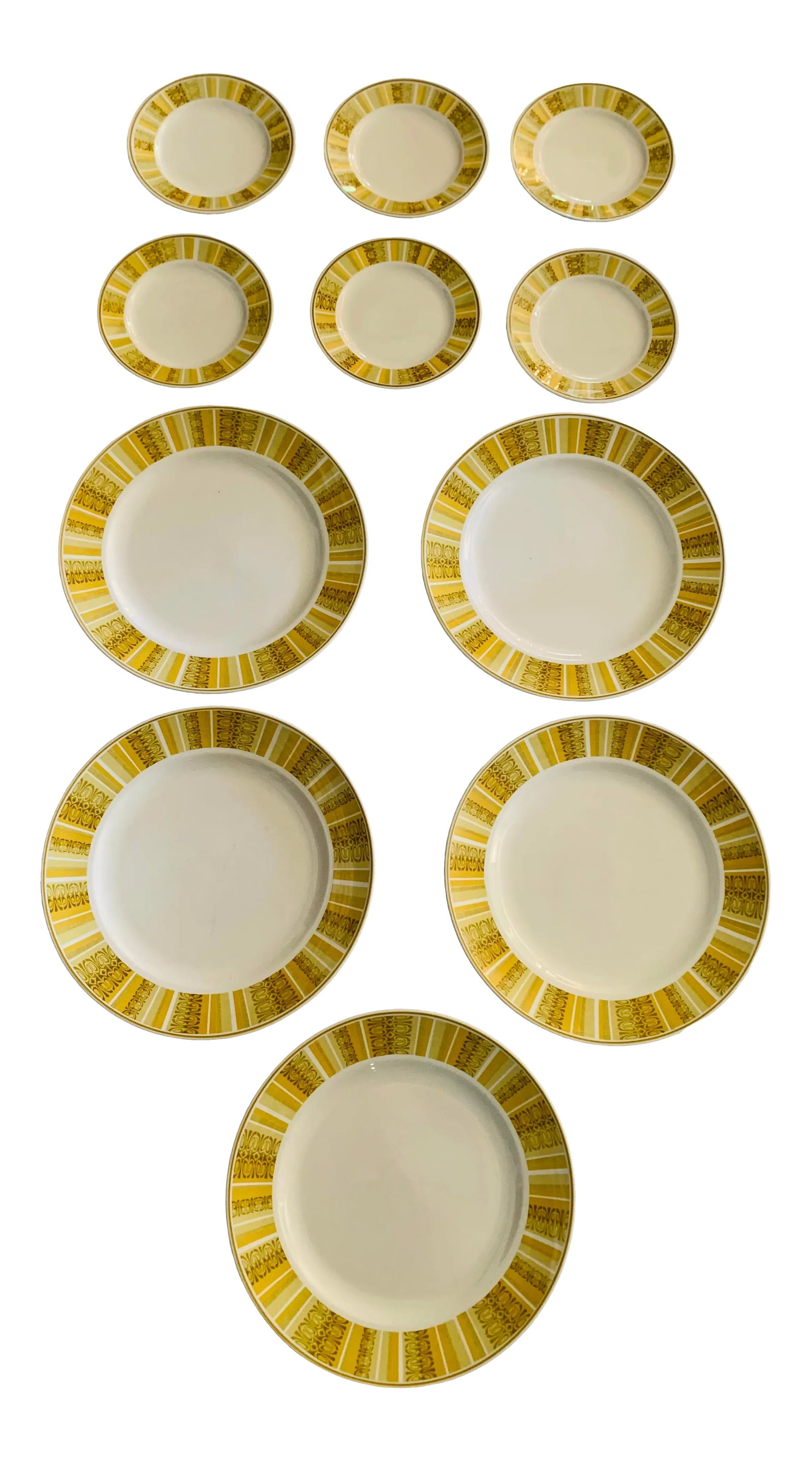 Mid-Century Franciscan Antigua Dinnerware Set - 11 Pieces: Very Cool Mid Century Franciscan Antigua Service for Five + ~ This set of Mid-Century plates are perfect for that sundrenched Palm Springs vacation home or that swanky atomic-style loft in the middle 