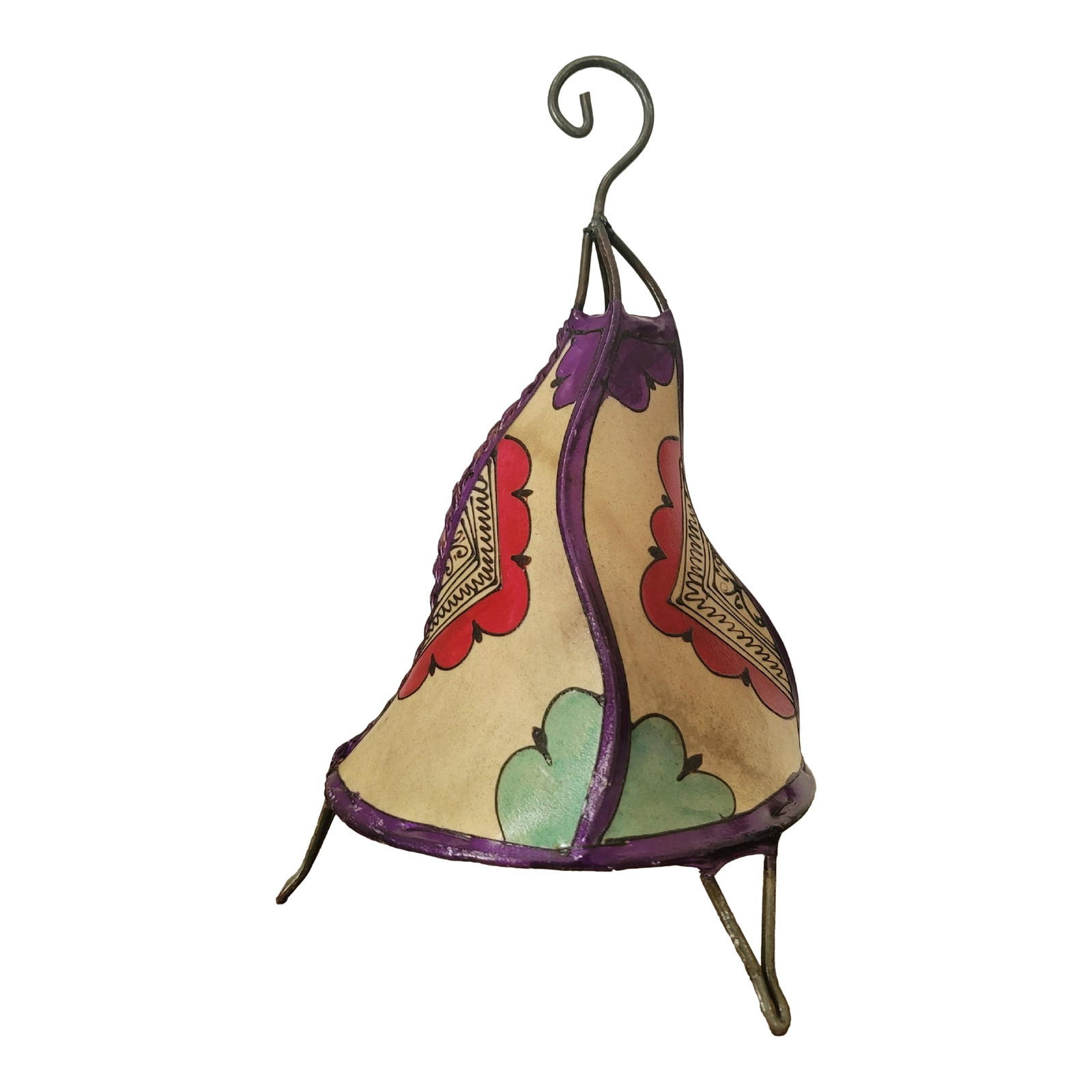 Contemporary 14" Multicolor Moroccan Traditional Henna Lamp: A radiant piece of Moroccan artistry, this handmade henna lamp brings the warmth of the Maghreb into any space. Crafted by skilled artisans in Morocco, each lamp is shaped by hand, and decorated with