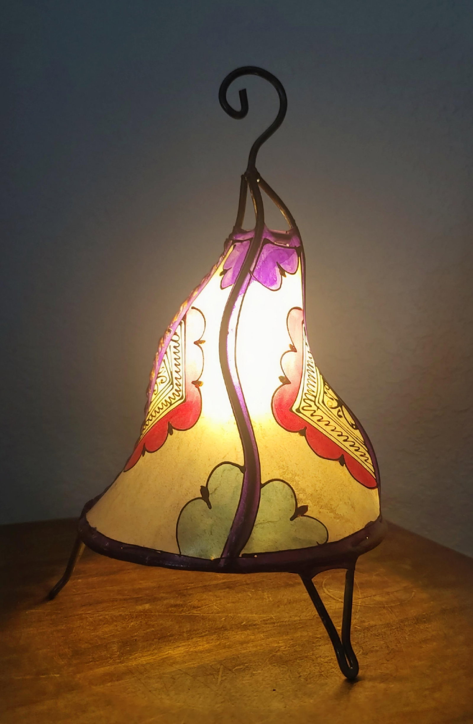 Contemporary 14" Multicolor Moroccan Traditional Henna Lamp - 2