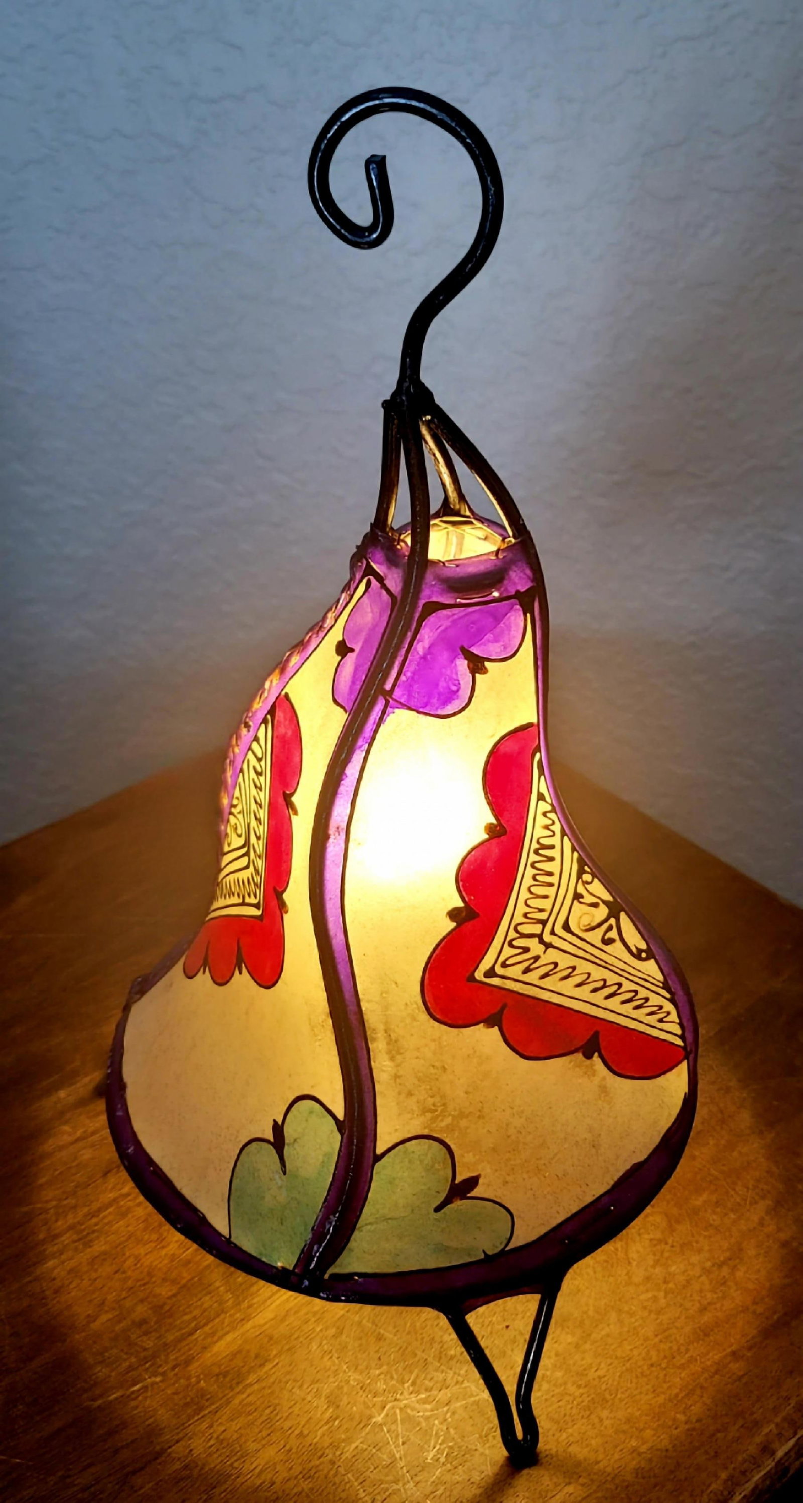 Contemporary 14" Multicolor Moroccan Traditional Henna Lamp - 3
