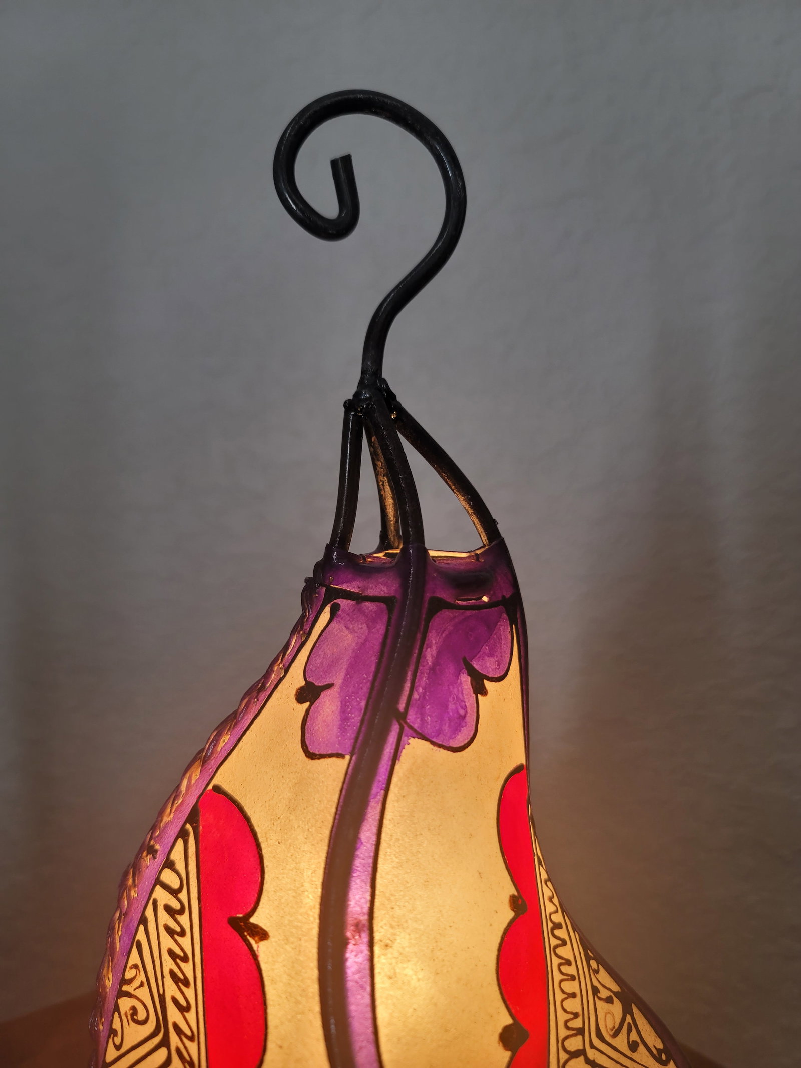 Contemporary 14" Multicolor Moroccan Traditional Henna Lamp - 4