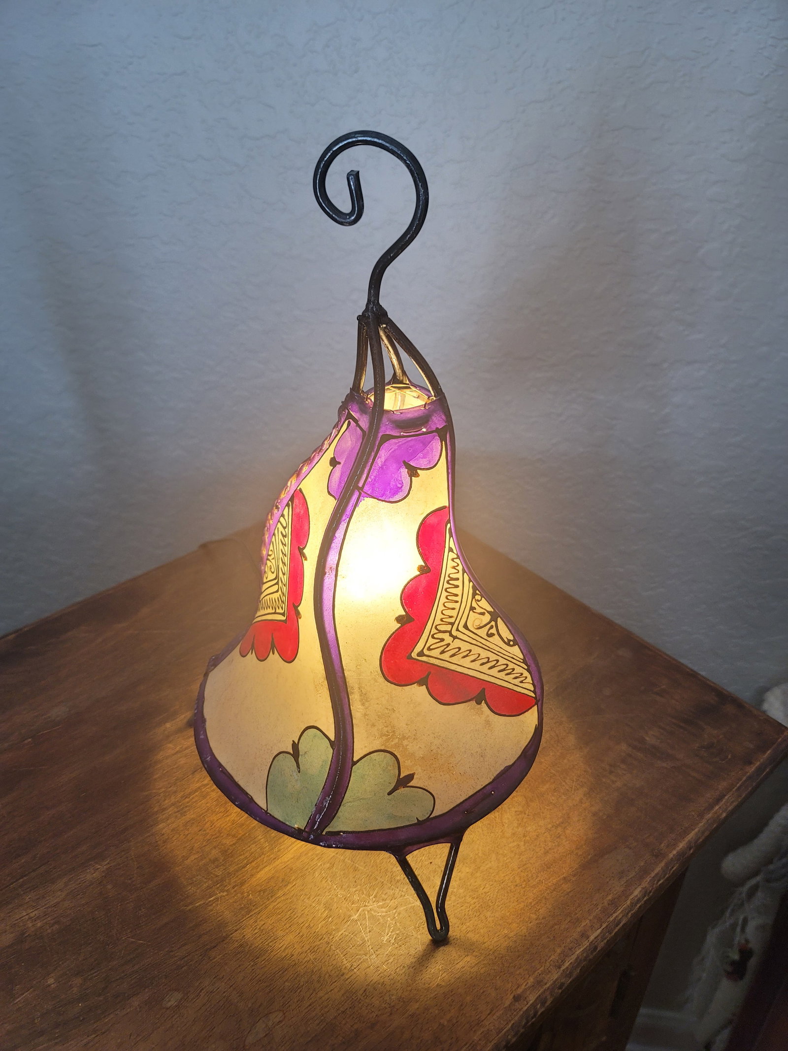 Contemporary 14" Multicolor Moroccan Traditional Henna Lamp - 5