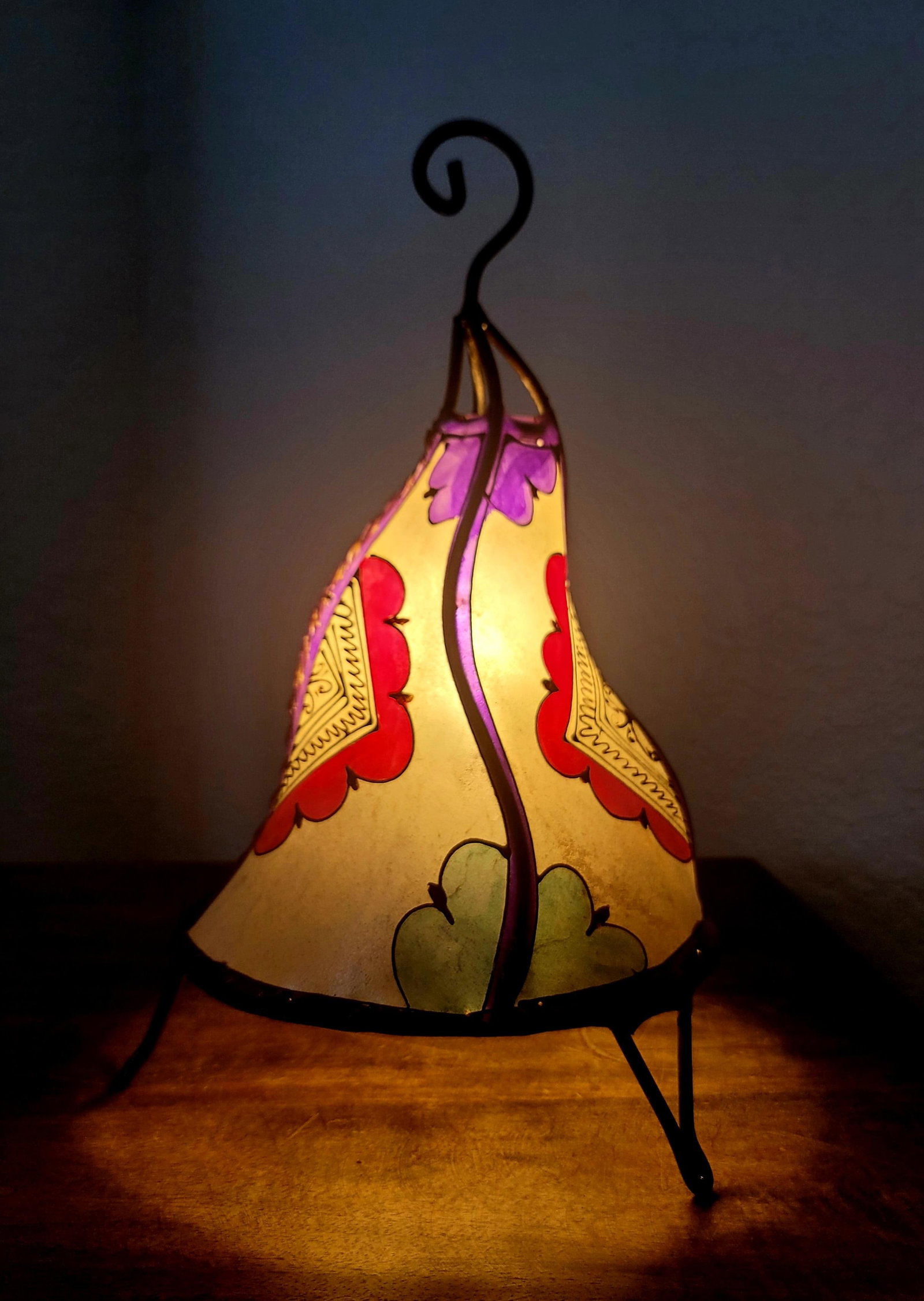 Contemporary 14" Multicolor Moroccan Traditional Henna Lamp - 7