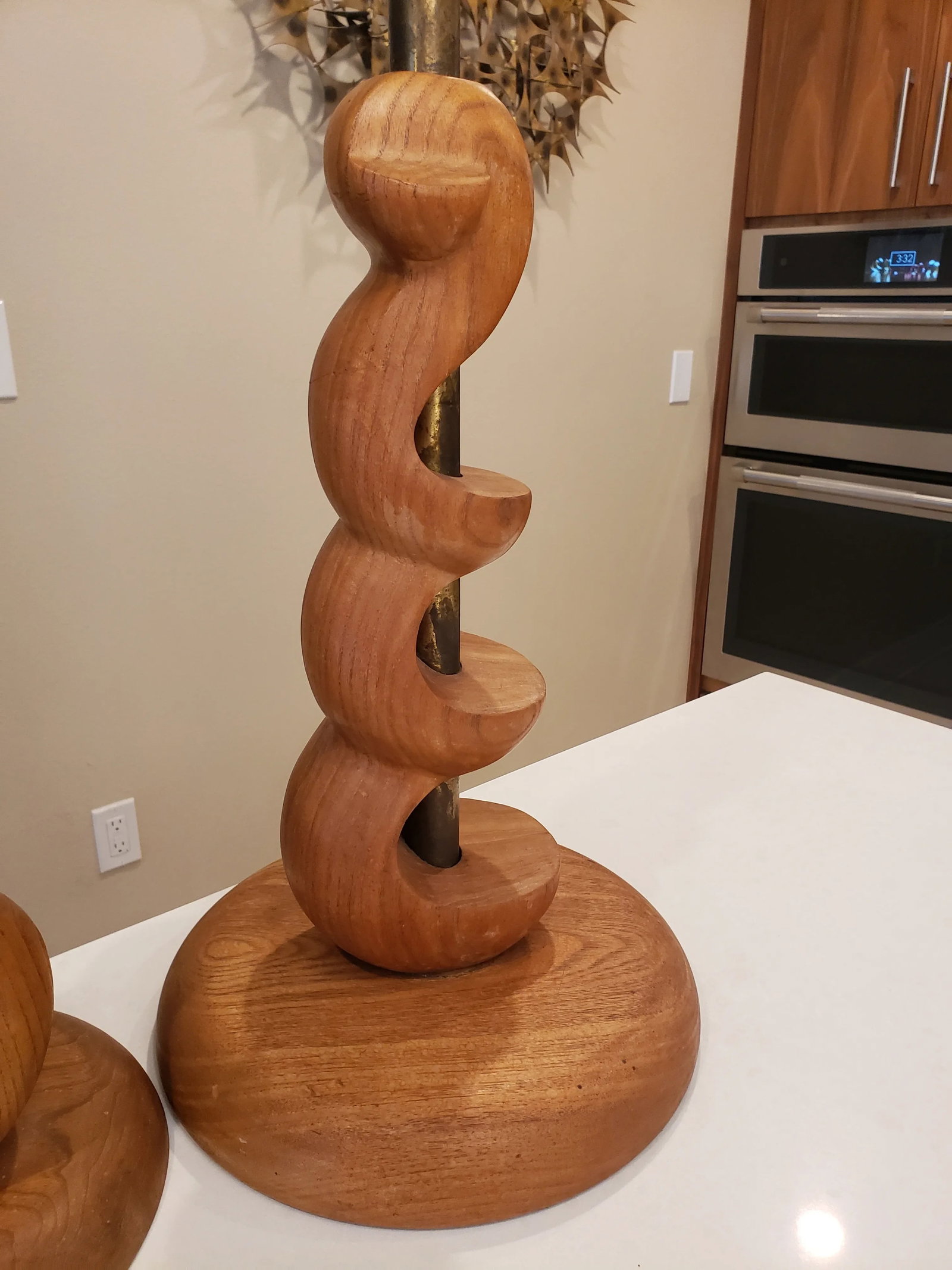 Mid-Century Organic Sculpture Form Wood Lamps - a Pair - 3