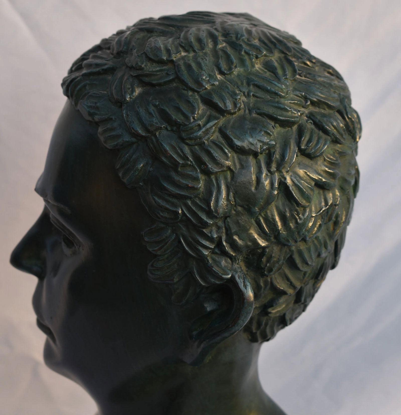 Mid 20th Century Bronze Classical Bust of a Greco Roman Philosopher Mounted on Base - 5