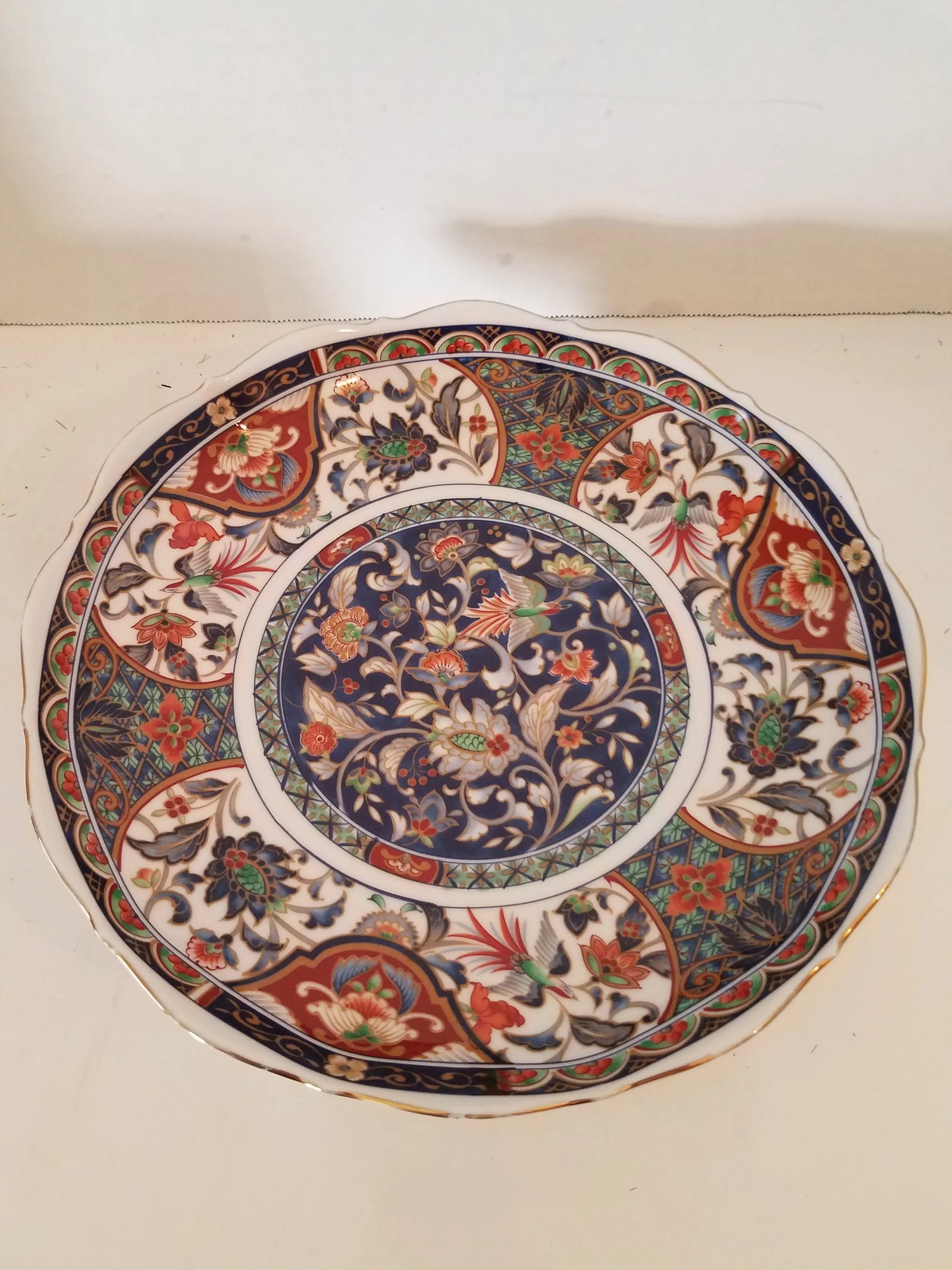 Vintage Japanese Imari Hand Painted Scalloped Shallow Decorative Bowl Marked - 6