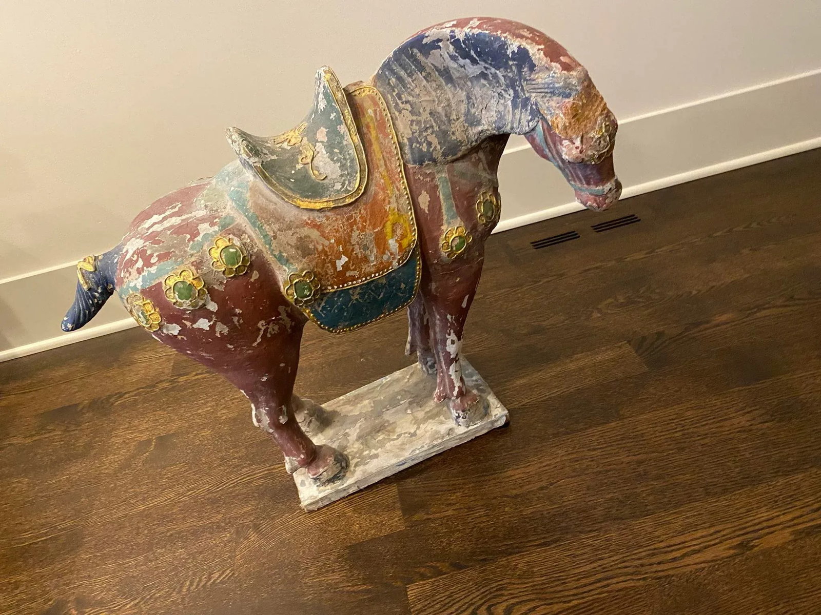 Early 20th Century Antique Hand Painted Wooden Horse Statue - 8