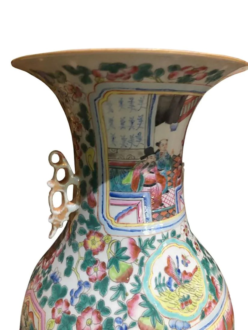1940s Chinese Famille Rose Porcelain Vases- a Pair - 6