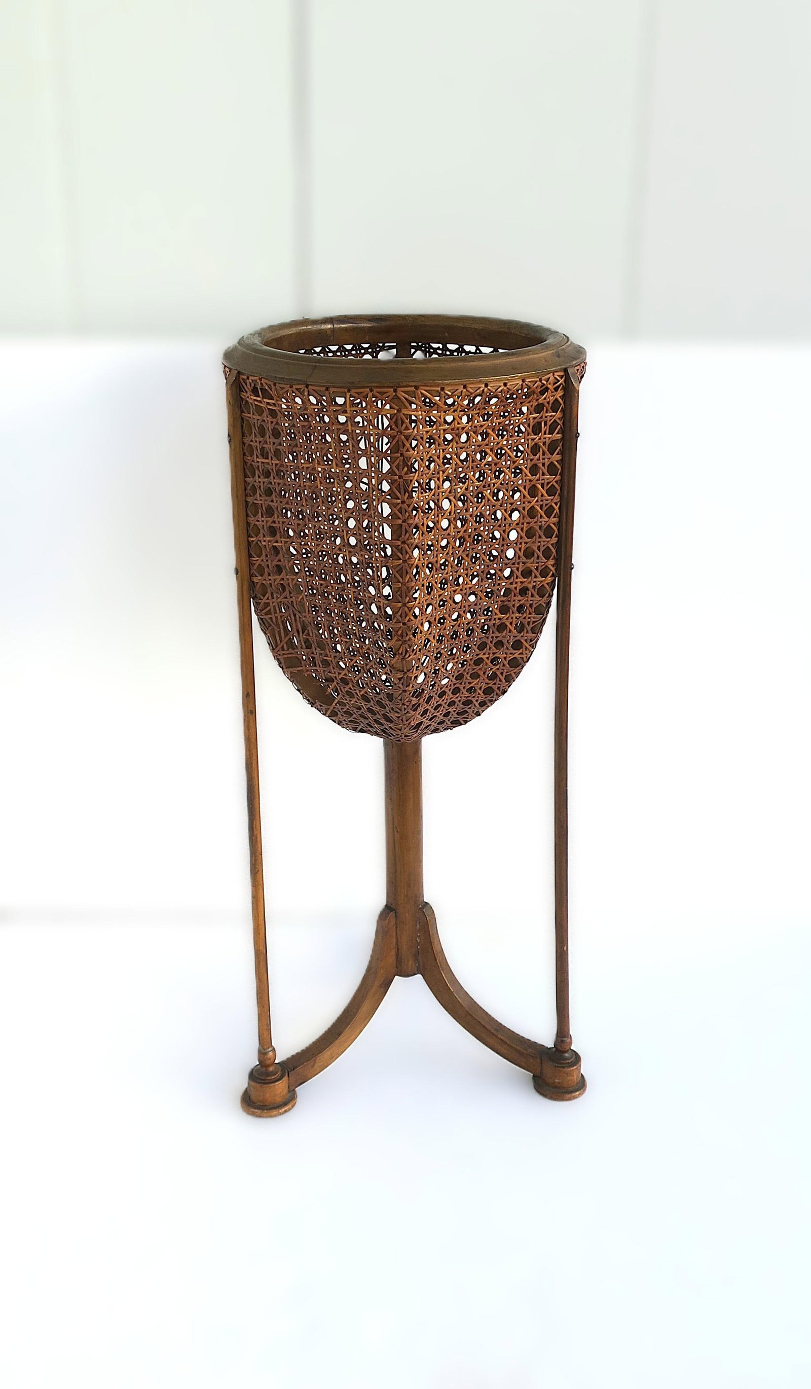 Wicker Cane Plant Stand, Circa Mid-20th Century - 2