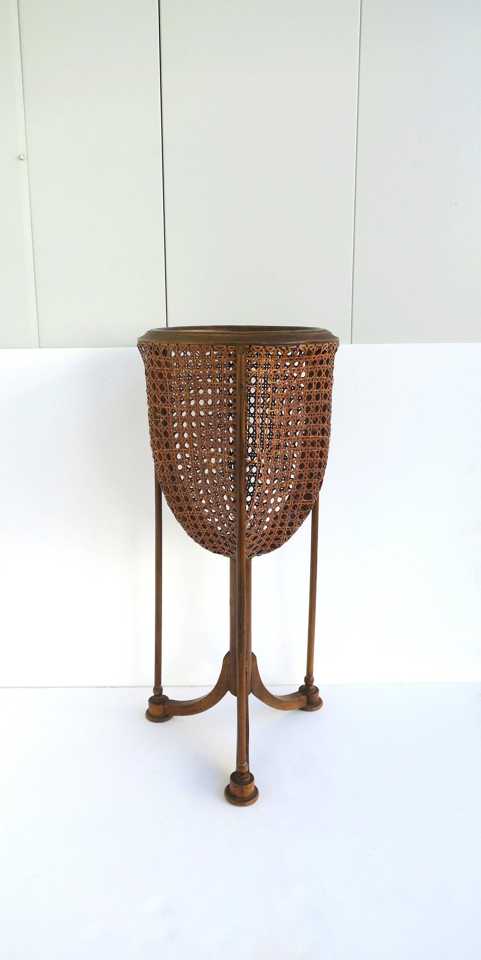 Wicker Cane Plant Stand, Circa Mid-20th Century - 3