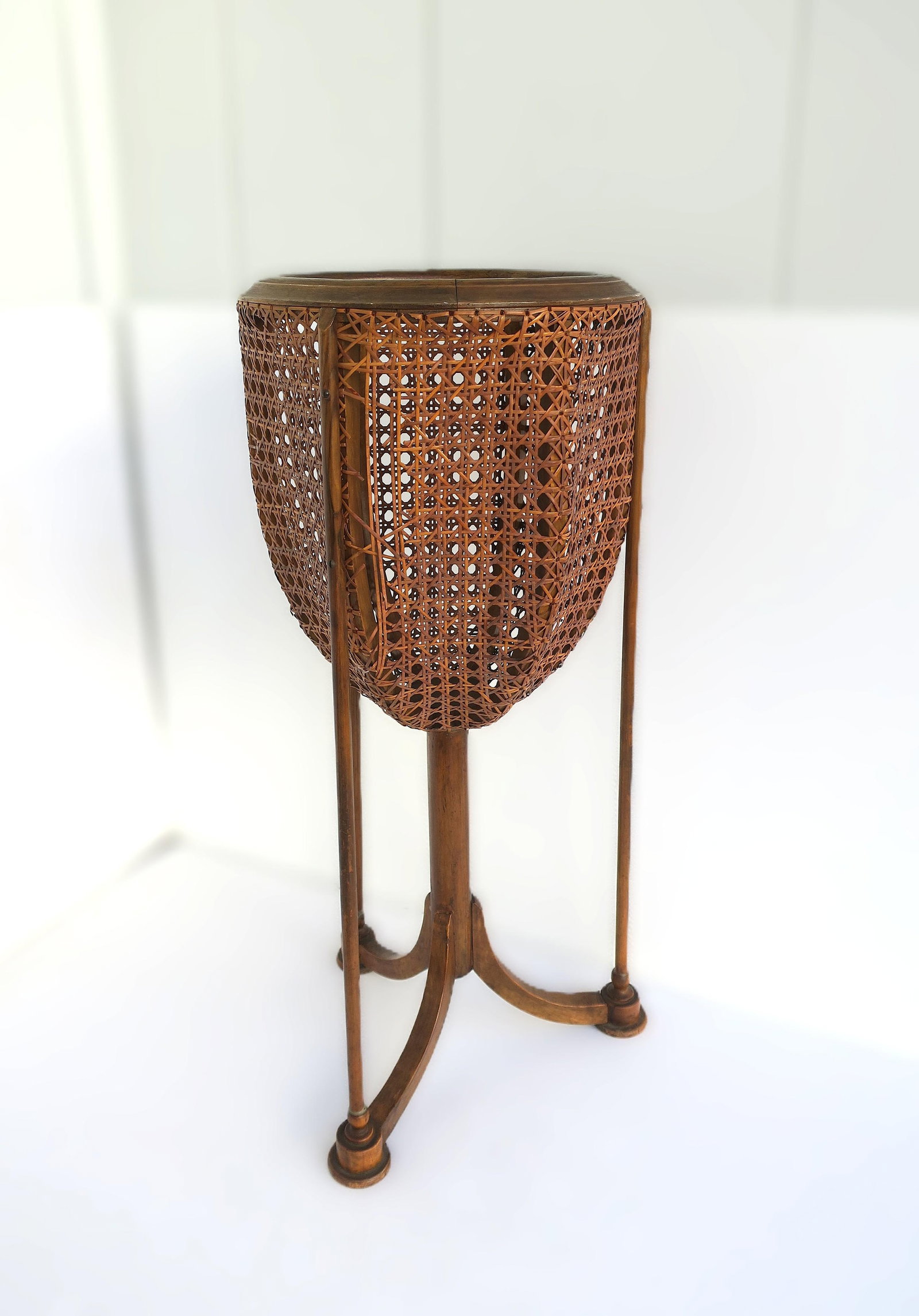 Wicker Cane Plant Stand, Circa Mid-20th Century - 4