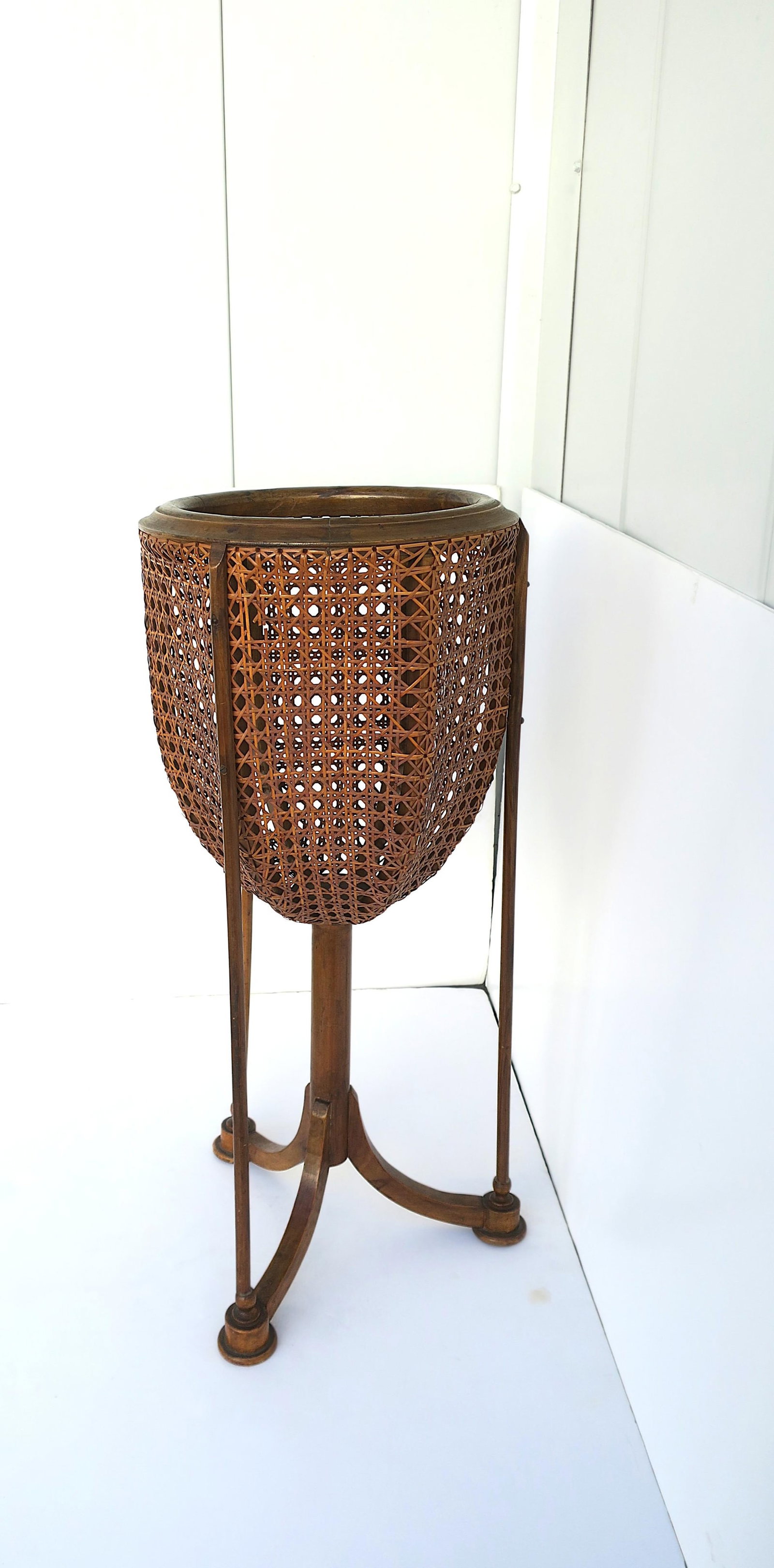 Wicker Cane Plant Stand, Circa Mid-20th Century - 6
