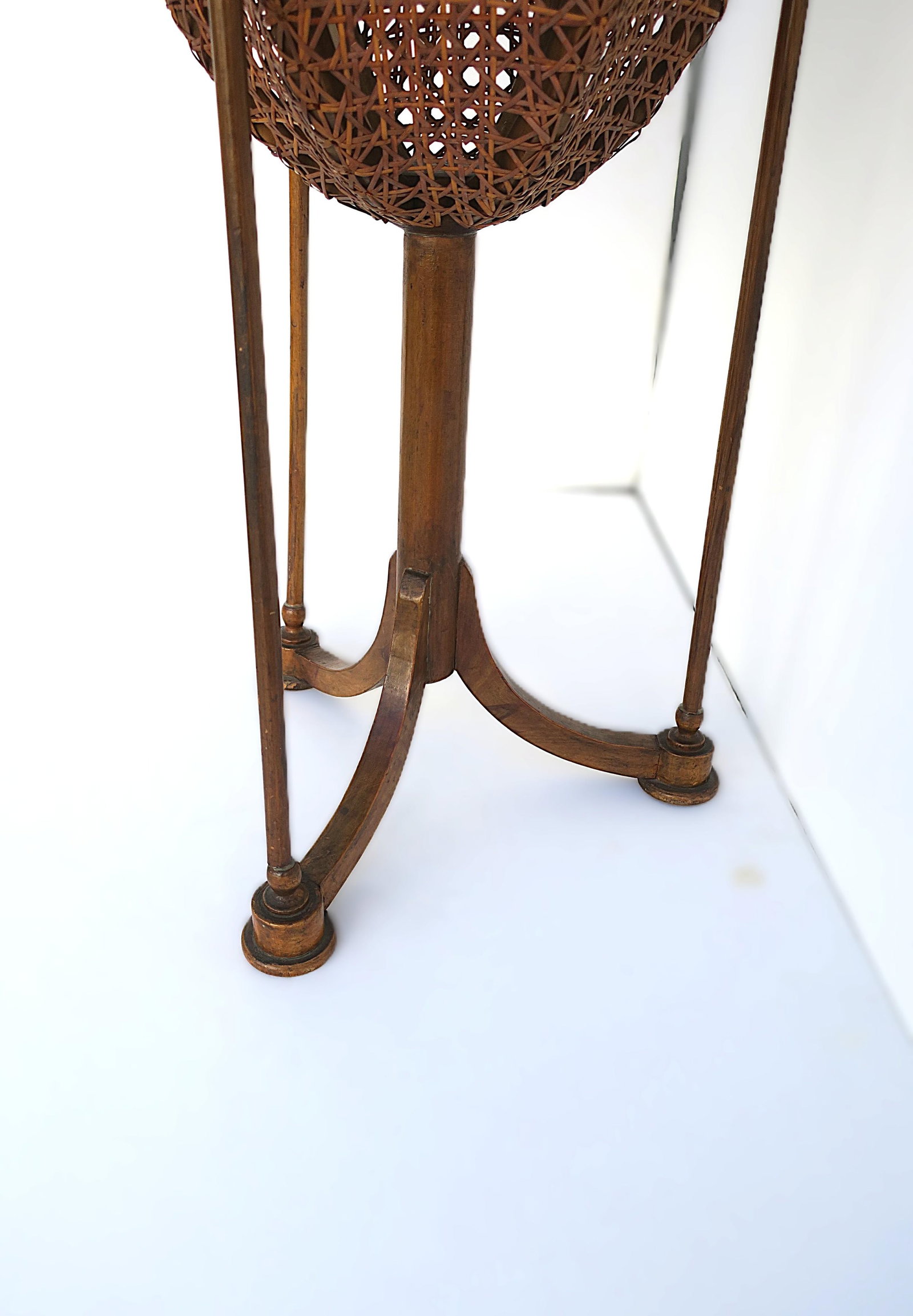 Wicker Cane Plant Stand, Circa Mid-20th Century - 8