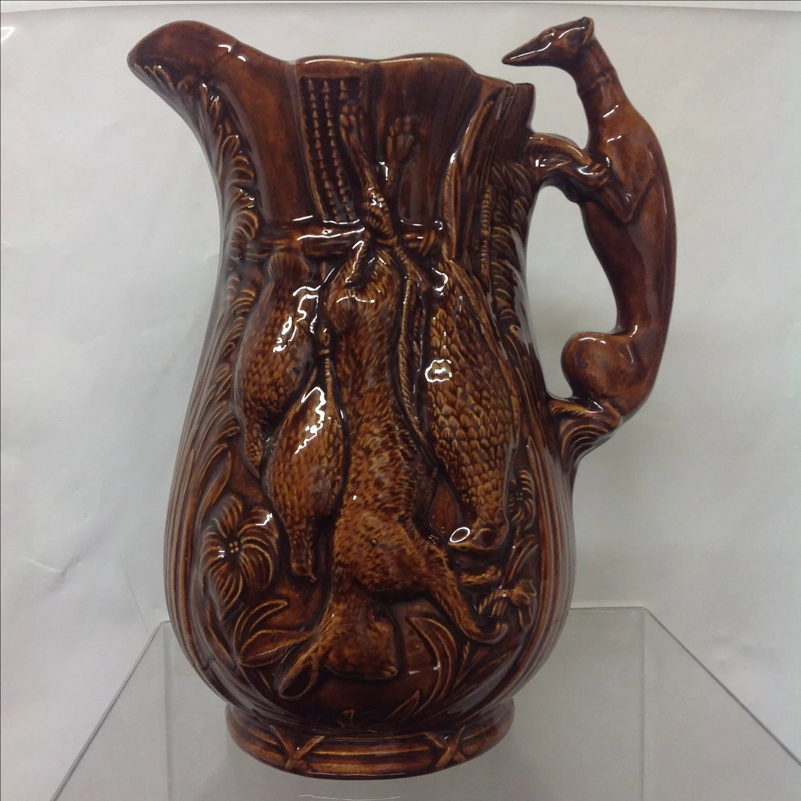 Rockingham Tobacco Glaze Game Pitcher - 4