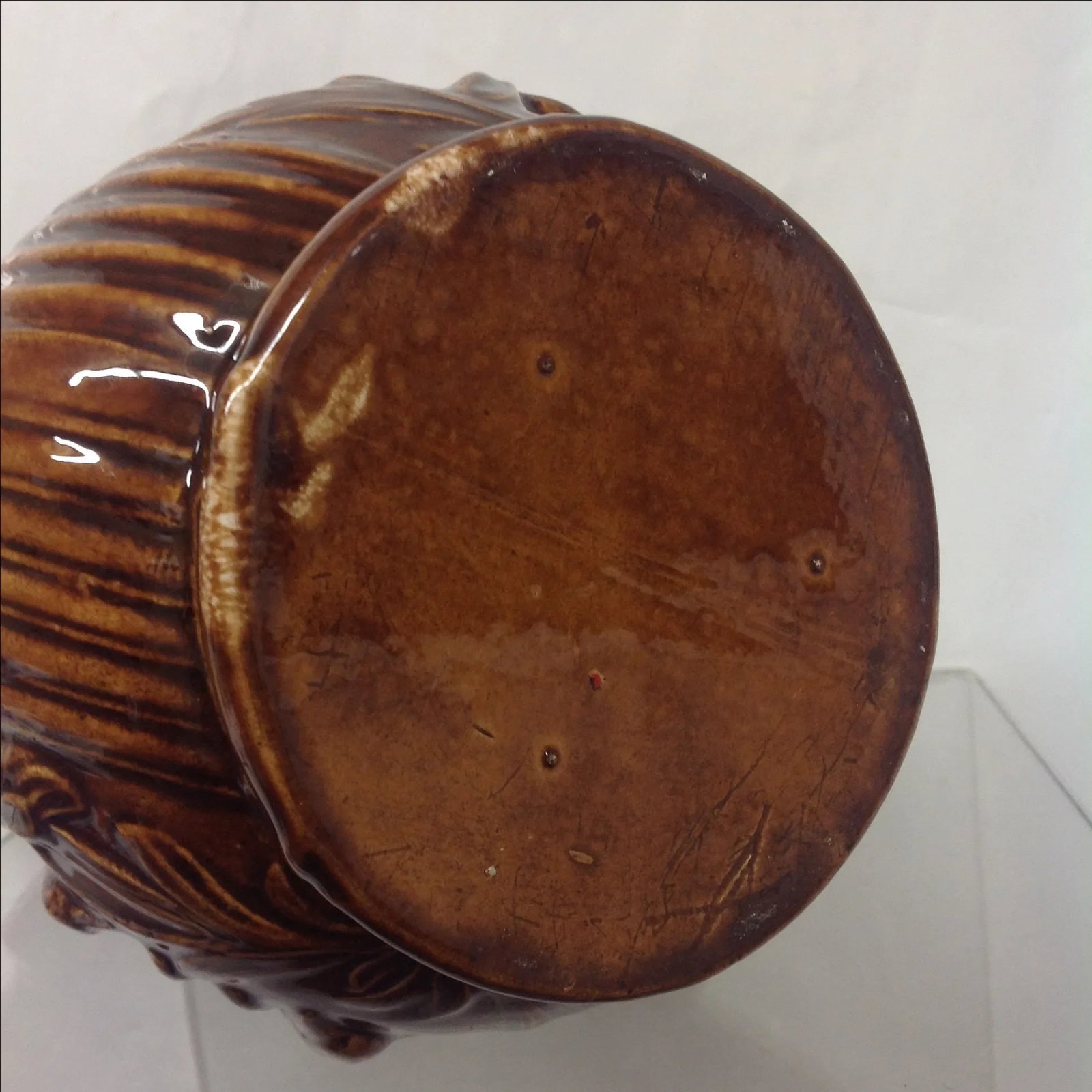 Rockingham Tobacco Glaze Game Pitcher - 9