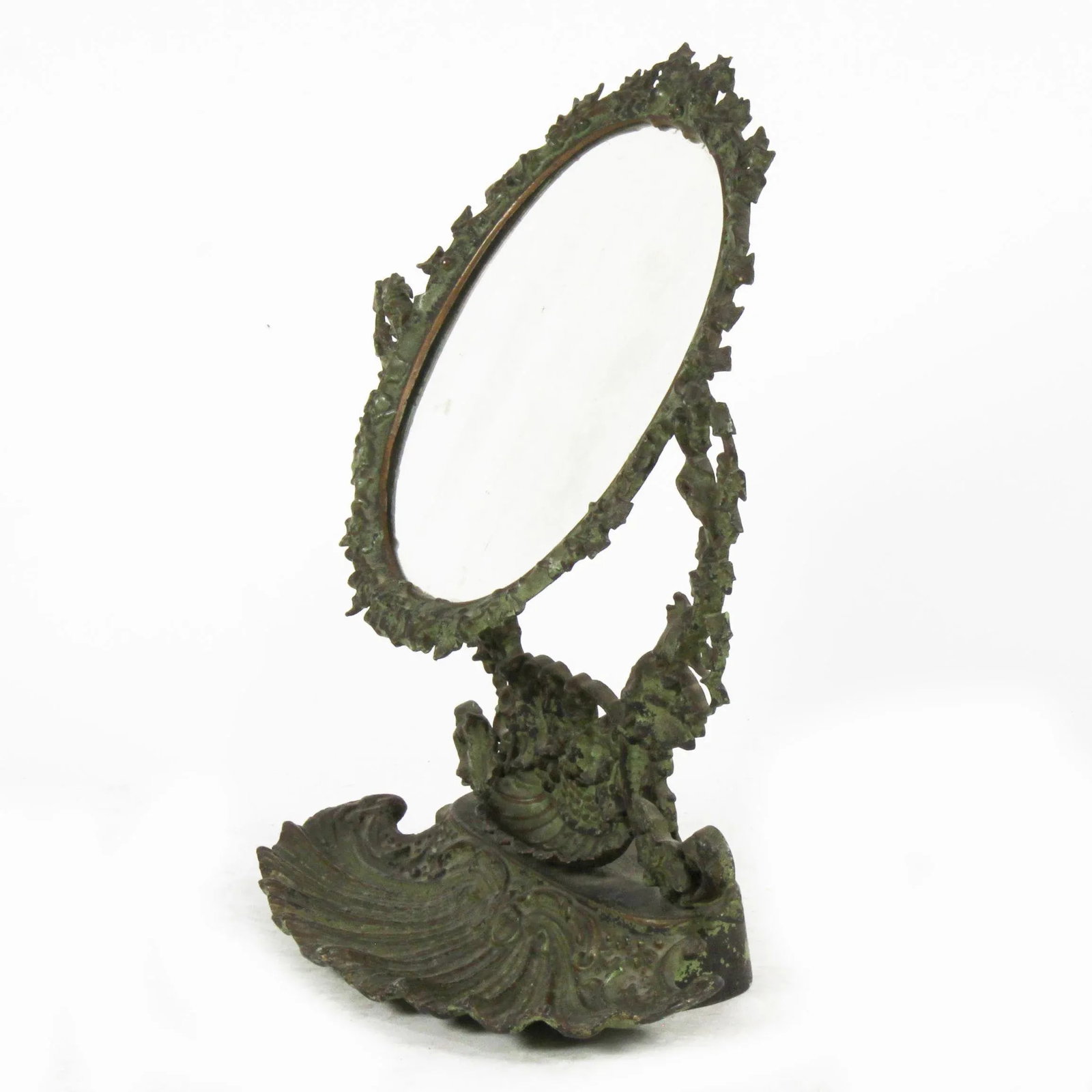 Antique Mid 19th Century Iron Ivy Dressing Mirror - 2
