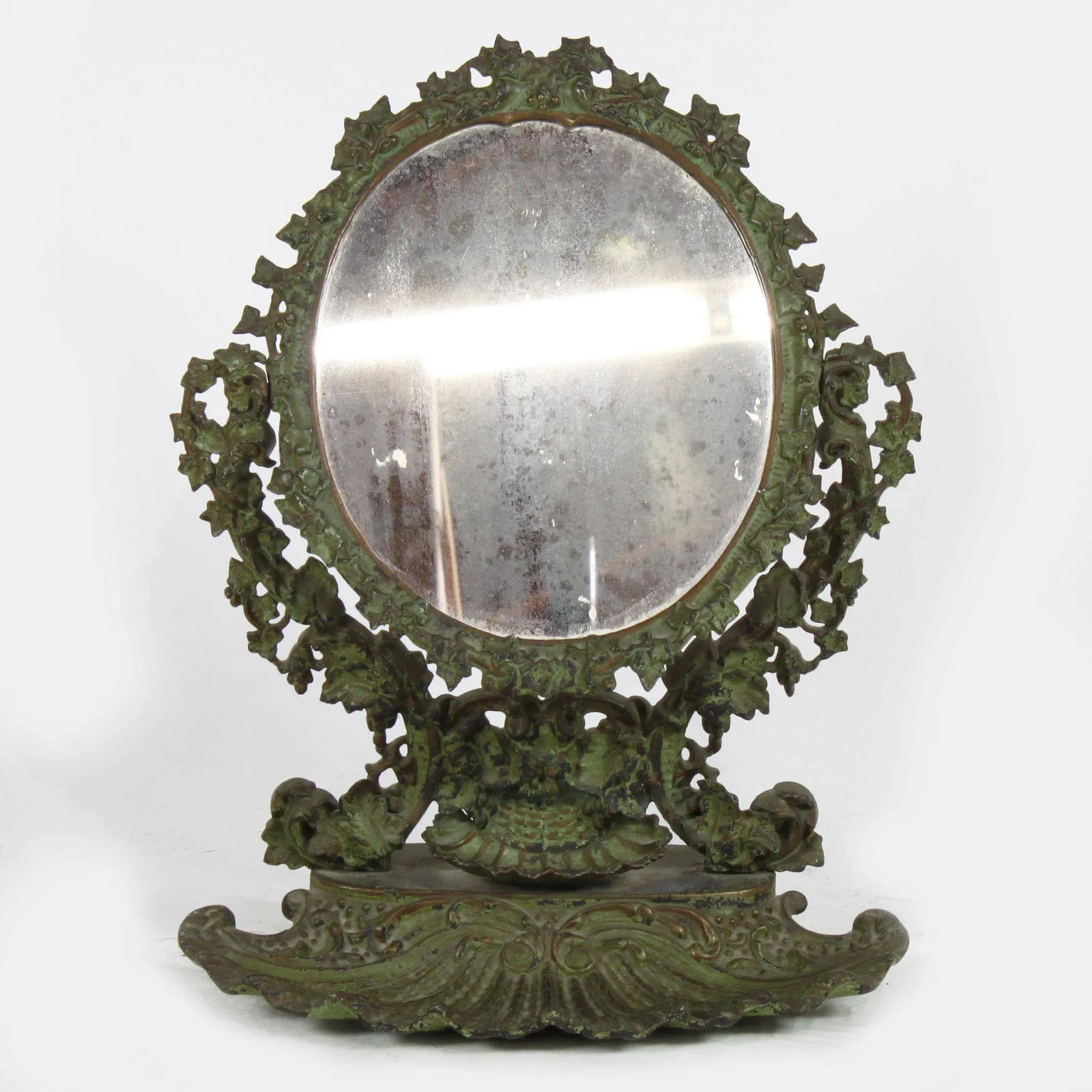 Antique Mid 19th Century Iron Ivy Dressing Mirror - 6