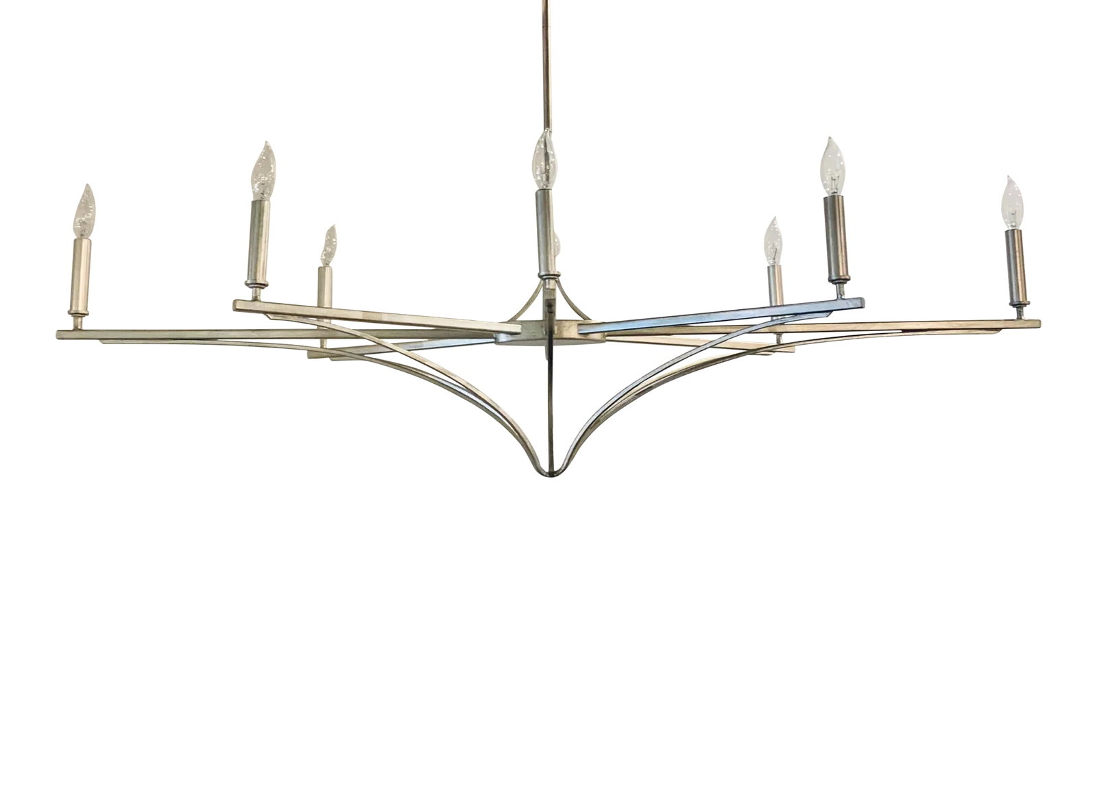 Currey & Co. Modern Silver Leaf Finished Elongated Chandelier Prototype (1 of 5)