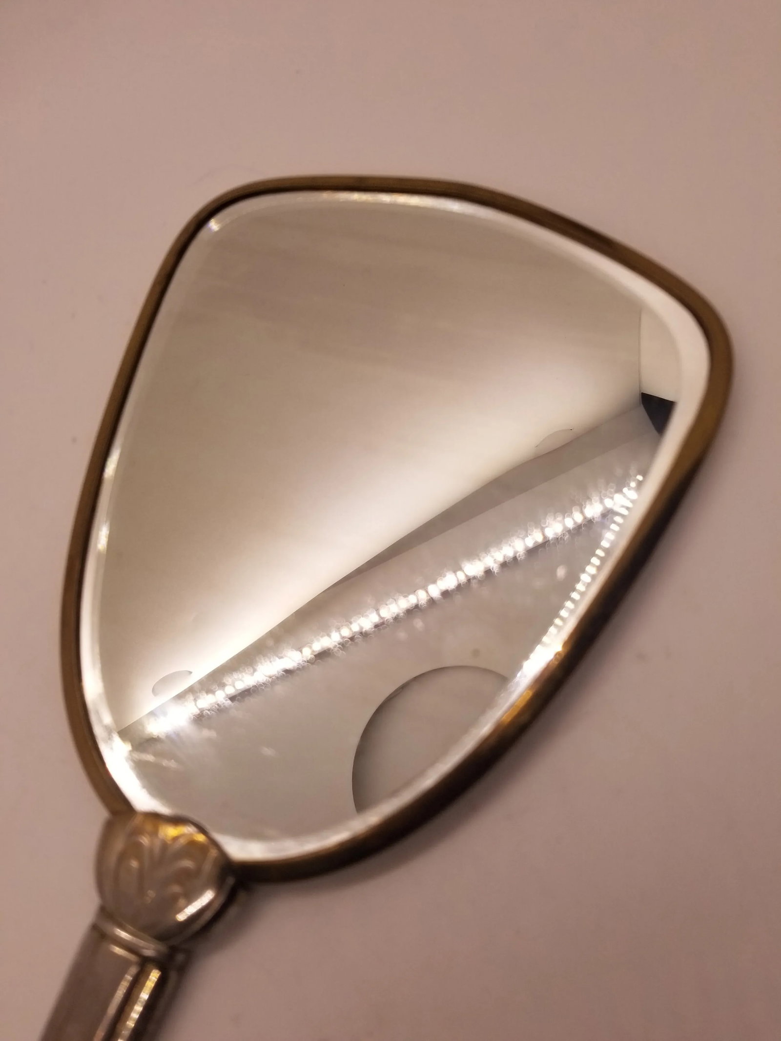 Hand Mirror, Sage Green With Engraved Flowers - 4