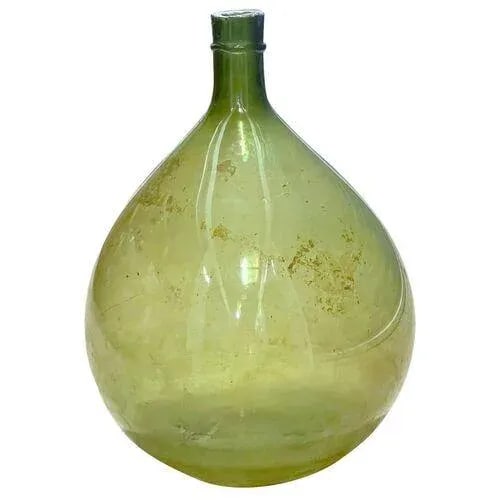 Large Antique Green Glass Wine Bottle - 5