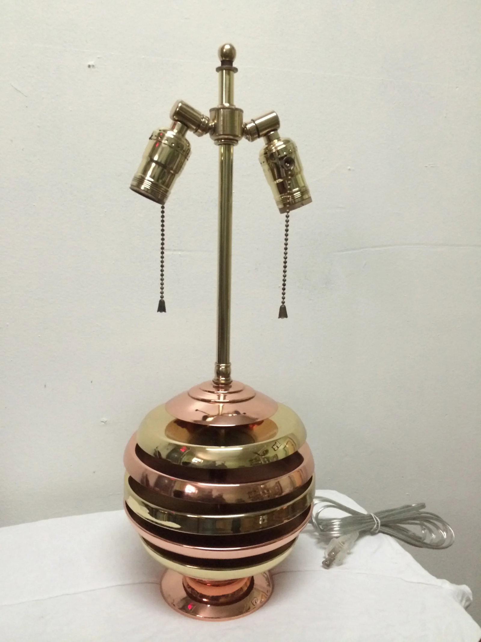 Brass & Copper Art Deco Table Lamp - 5