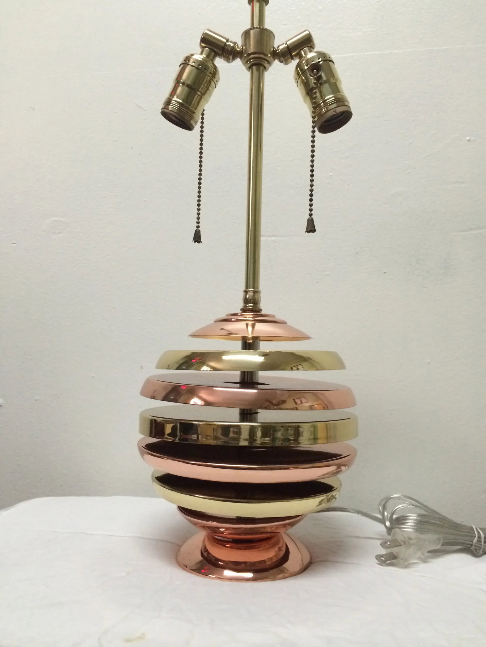 Brass & Copper Art Deco Table Lamp - 6
