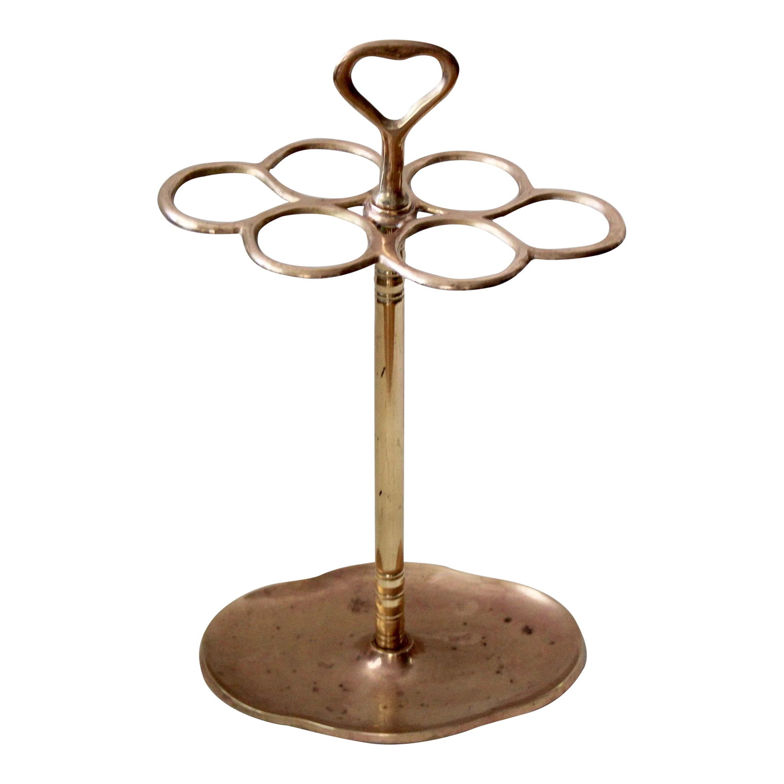 Vintage Mid Century Six Ring Sectional Brass Umbrella Stand (1 of 9)