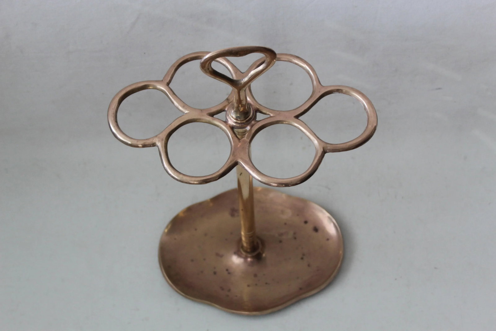 Vintage Mid Century Six Ring Sectional Brass Umbrella Stand - 4