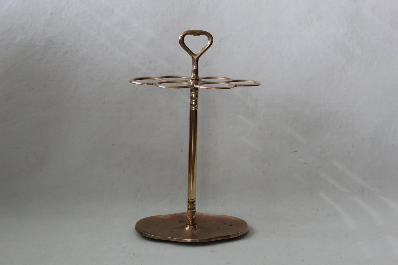 Vintage Mid Century Six Ring Sectional Brass Umbrella Stand - 6