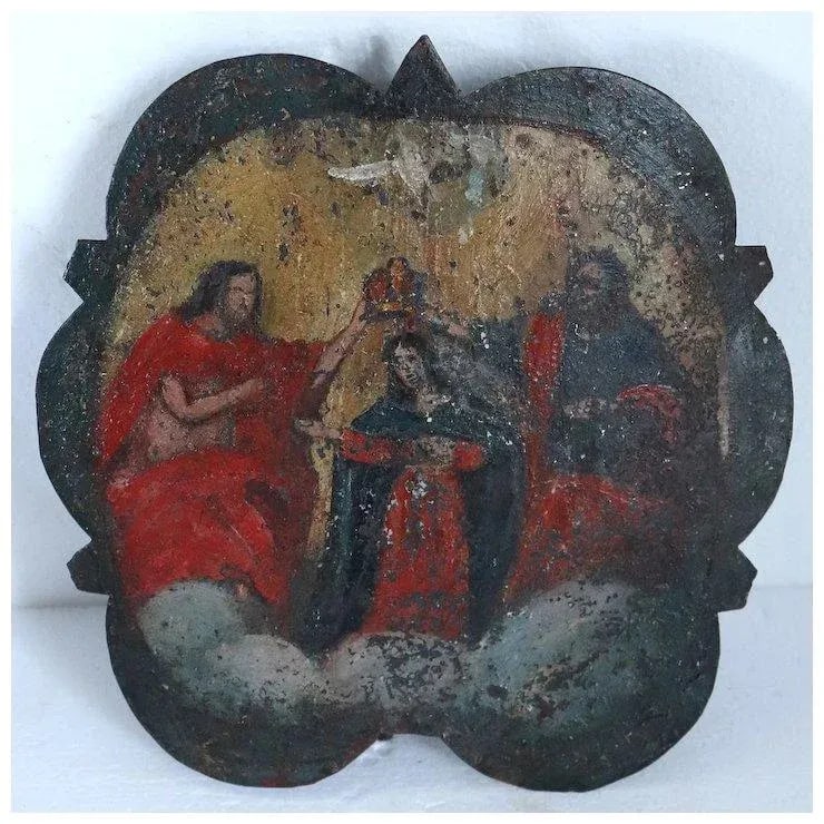 Italian Painted Metal Ecclesiastical One-light Bracket Wall Sconces - a Pair - 4