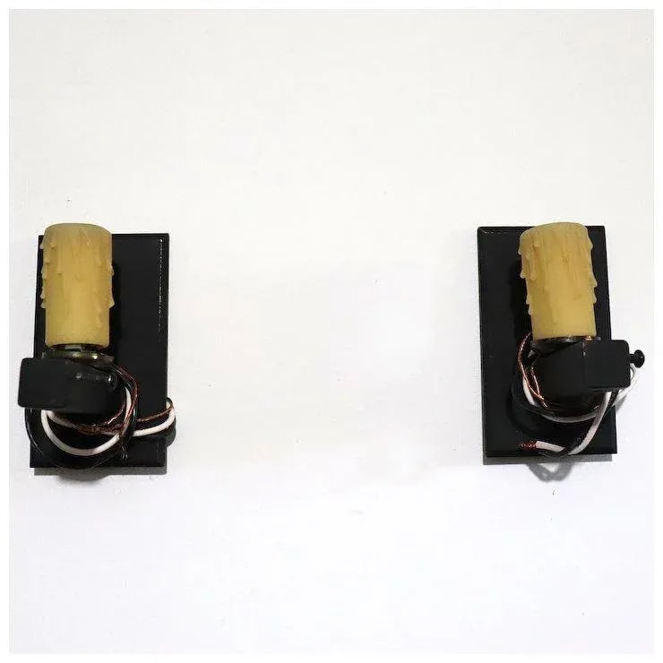 Italian Painted Metal Ecclesiastical One-light Bracket Wall Sconces - a Pair - 9