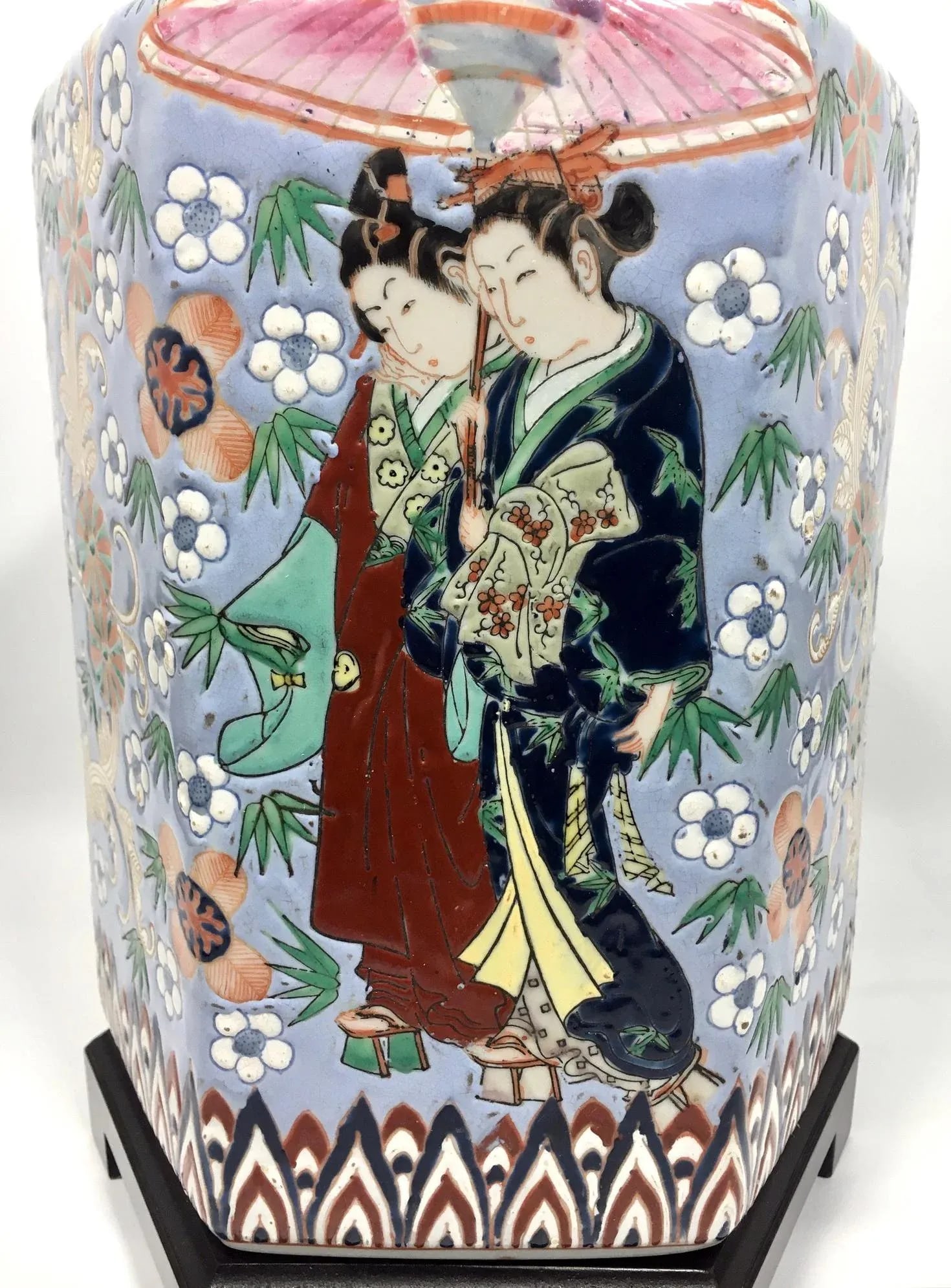 Large Japanese Ginger Jar Table Lamp in Periwinkle - 4