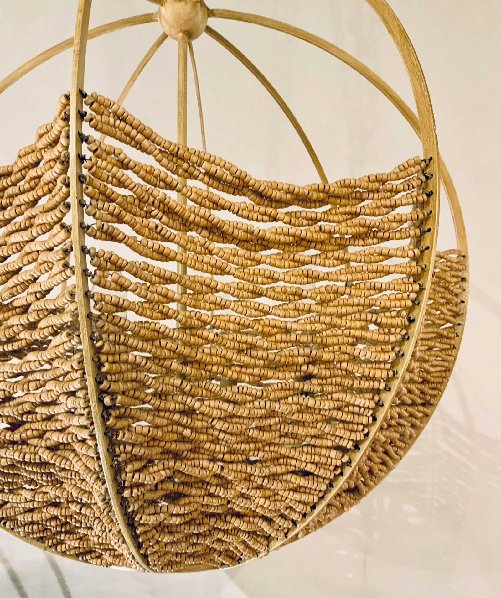 Currey & Co. Organic Modern Coco Bead Basket Chandelier Prototype - 2