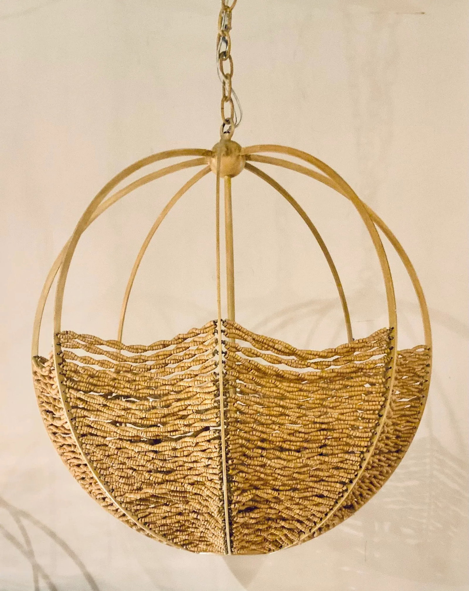 Currey & Co. Organic Modern Coco Bead Basket Chandelier Prototype - 5